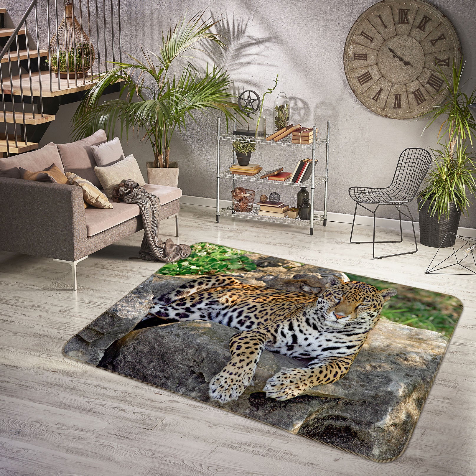 3D Leopard Stone 071 Animal Non Slip Rug Mat