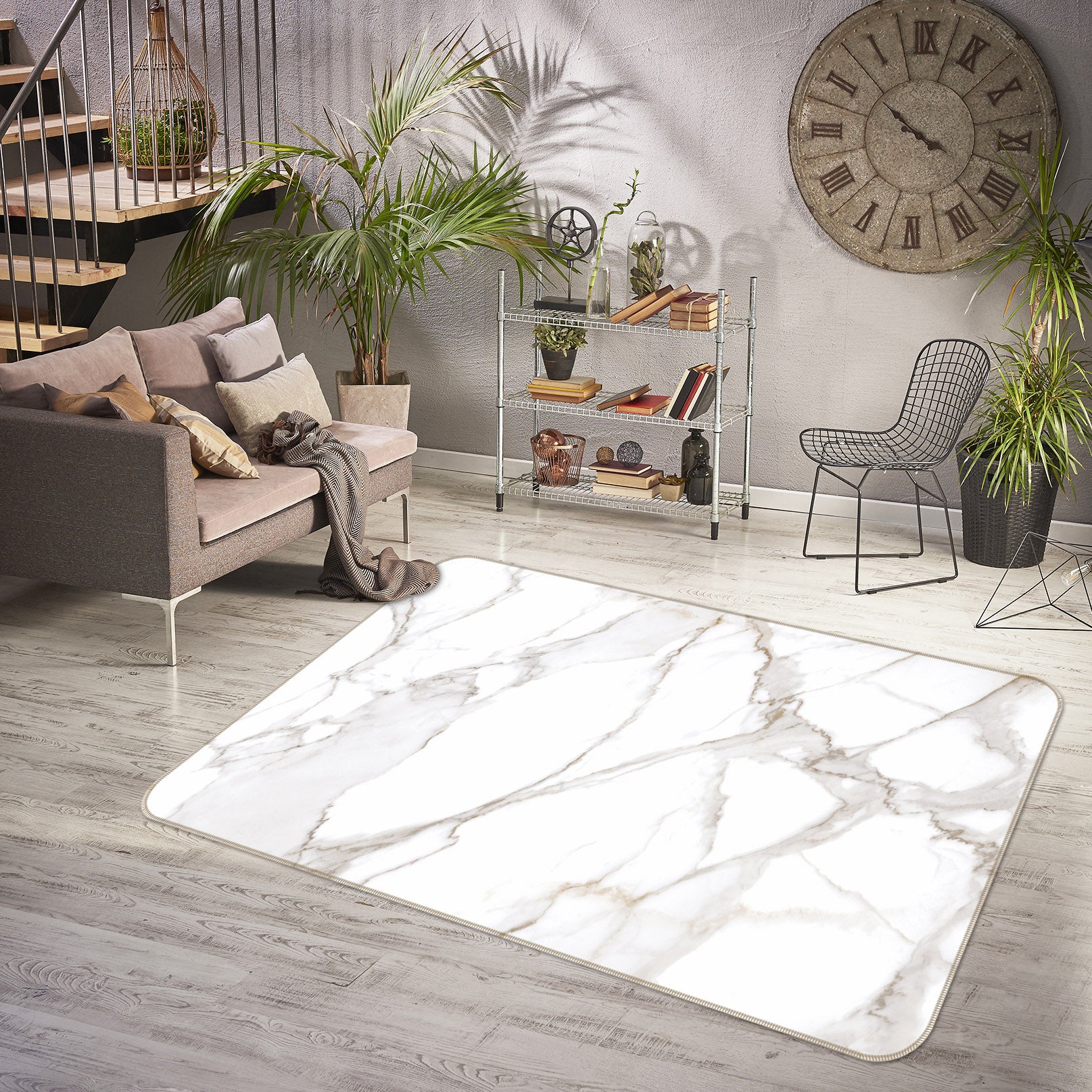 3D White Texture 25226 Non Slip Rug Mat