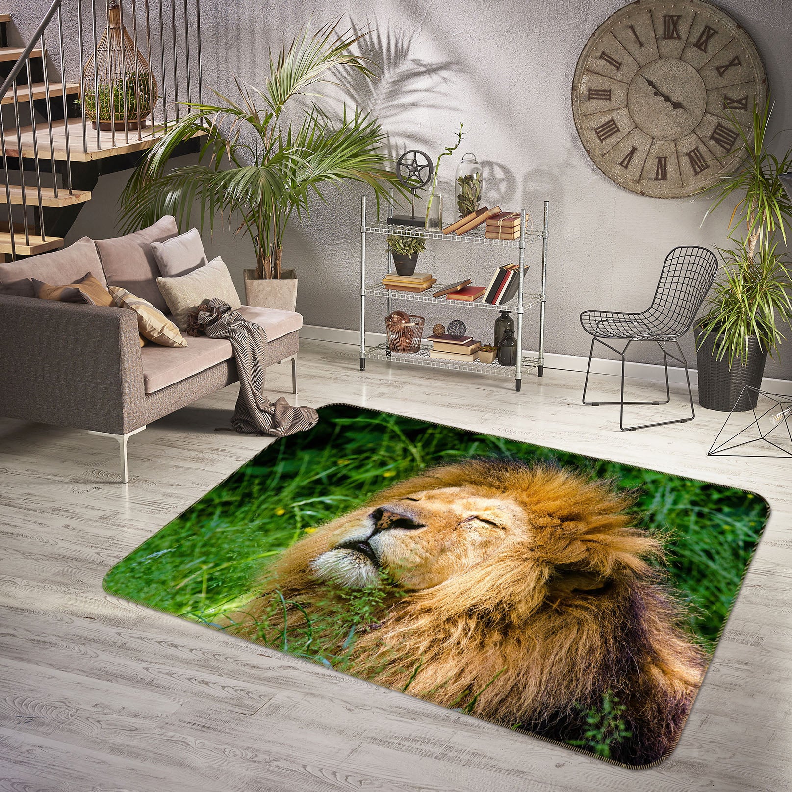 3D Forest Lion 003 Animal Non Slip Rug Mat