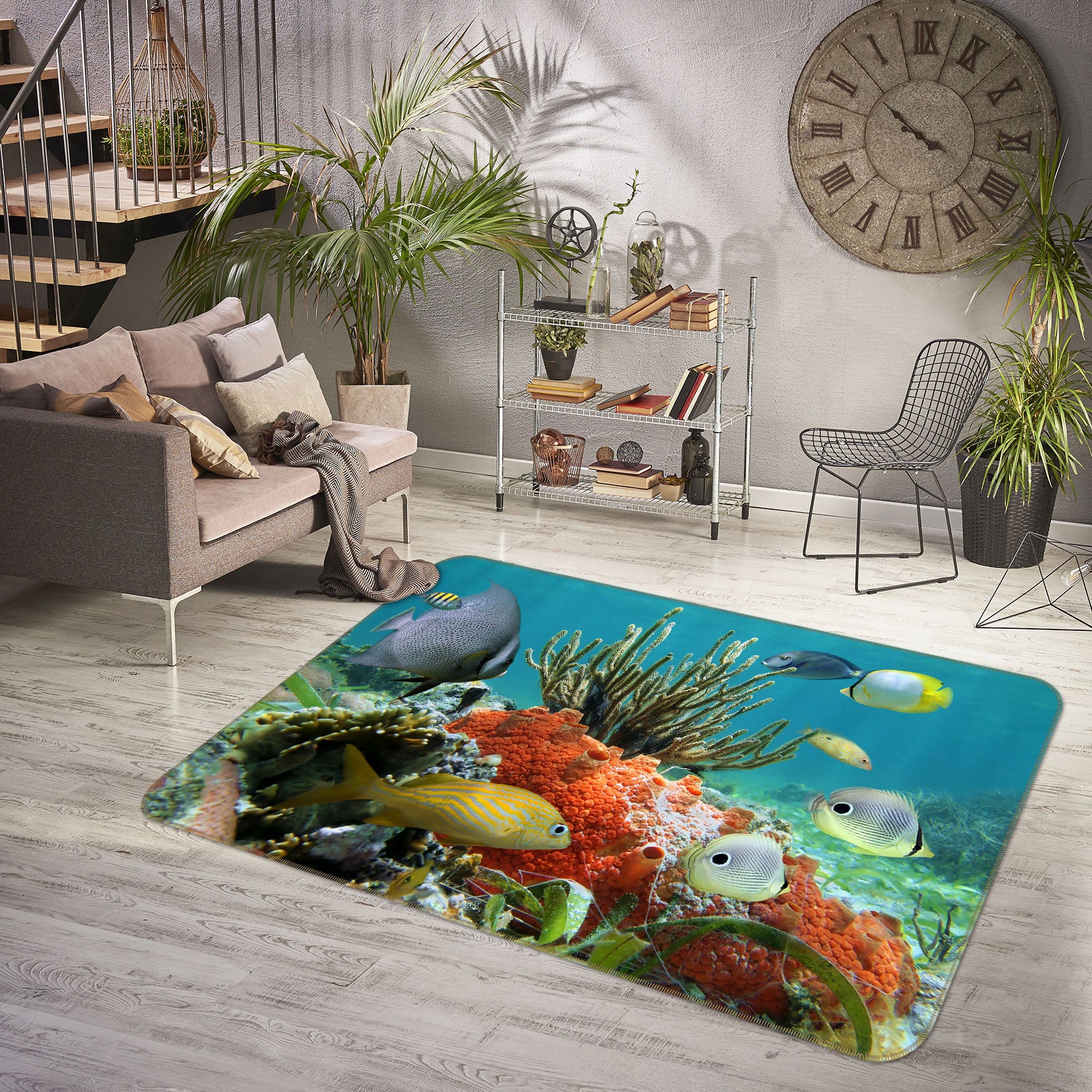 3D Seabed Fish 68187 Animal Non Slip Rug Mat