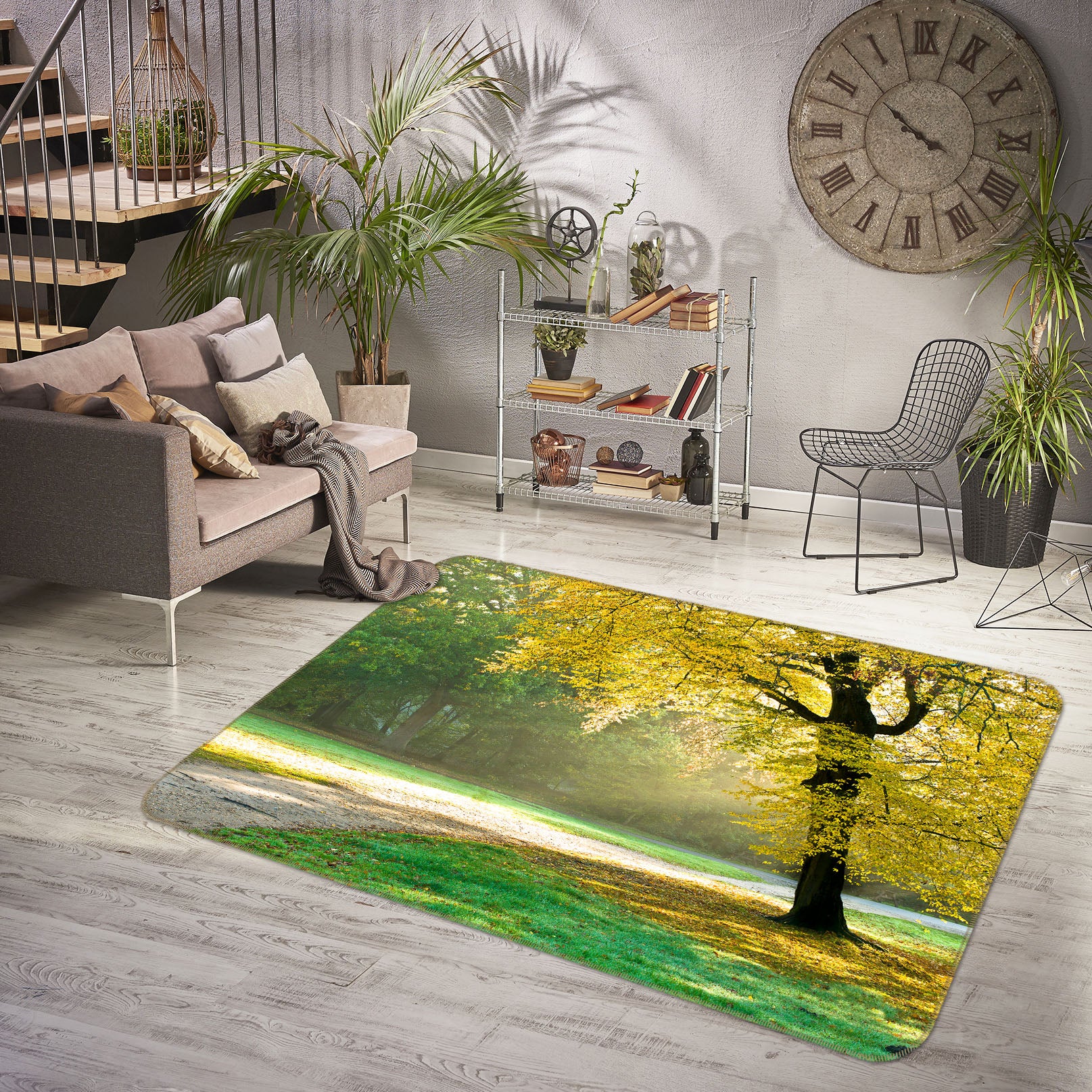 3D Grassland Trees 83214 Assaf Frank Rug Non Slip Rug Mat