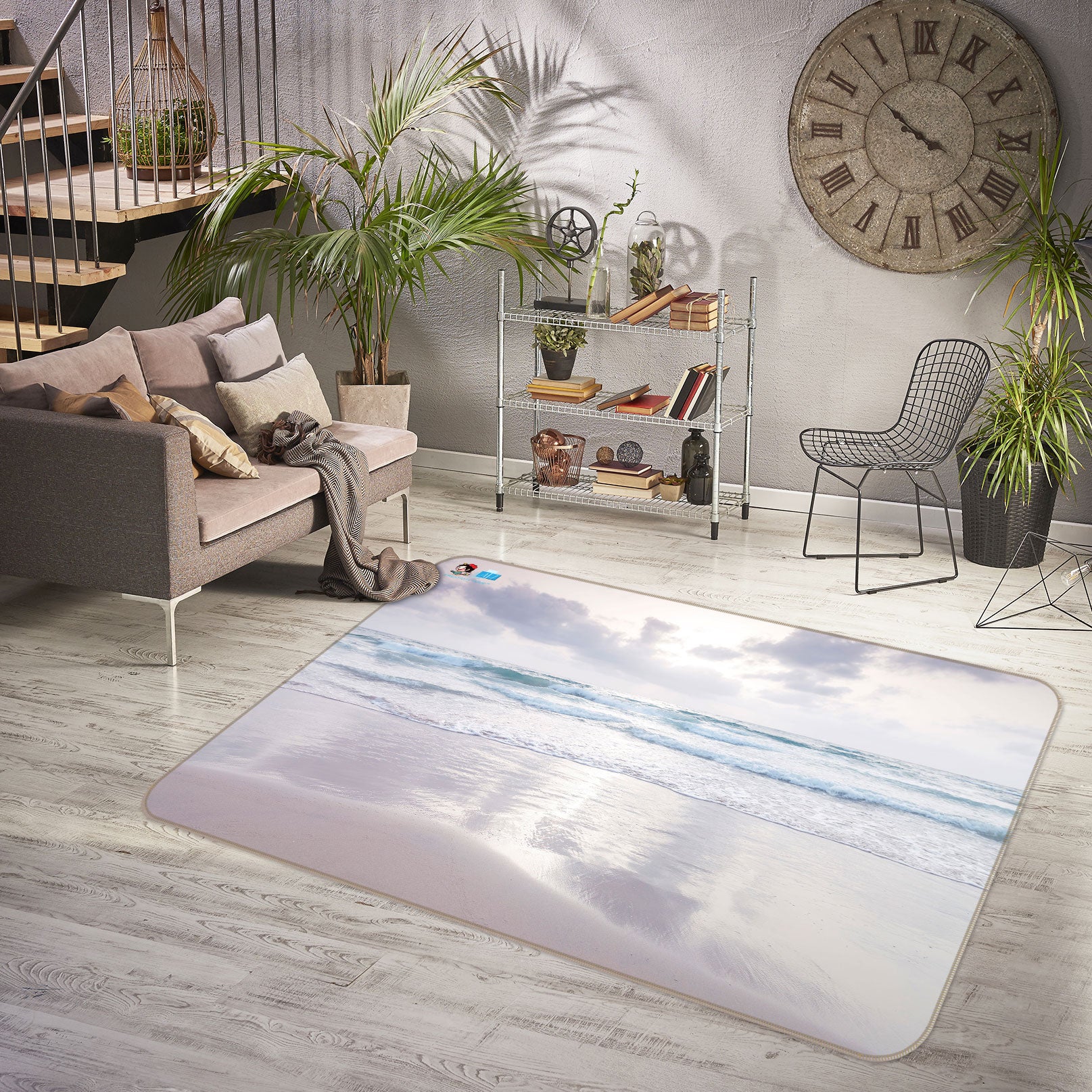 3D Beach Waves 6819 Assaf Frank Rug Non Slip Rug Mat