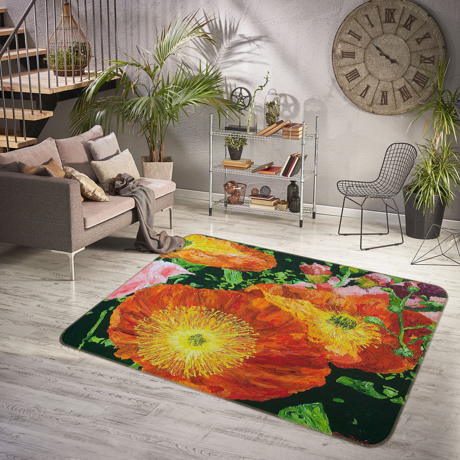 3D Yellow Flower 1038 Allan P. Friedlander Rug Non Slip Rug Mat