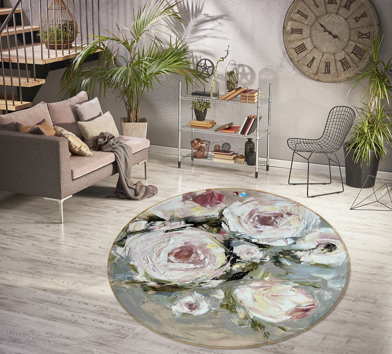 3D Beautiful Rose 762 Skromova Marina Rug Round Non Slip Rug Mat