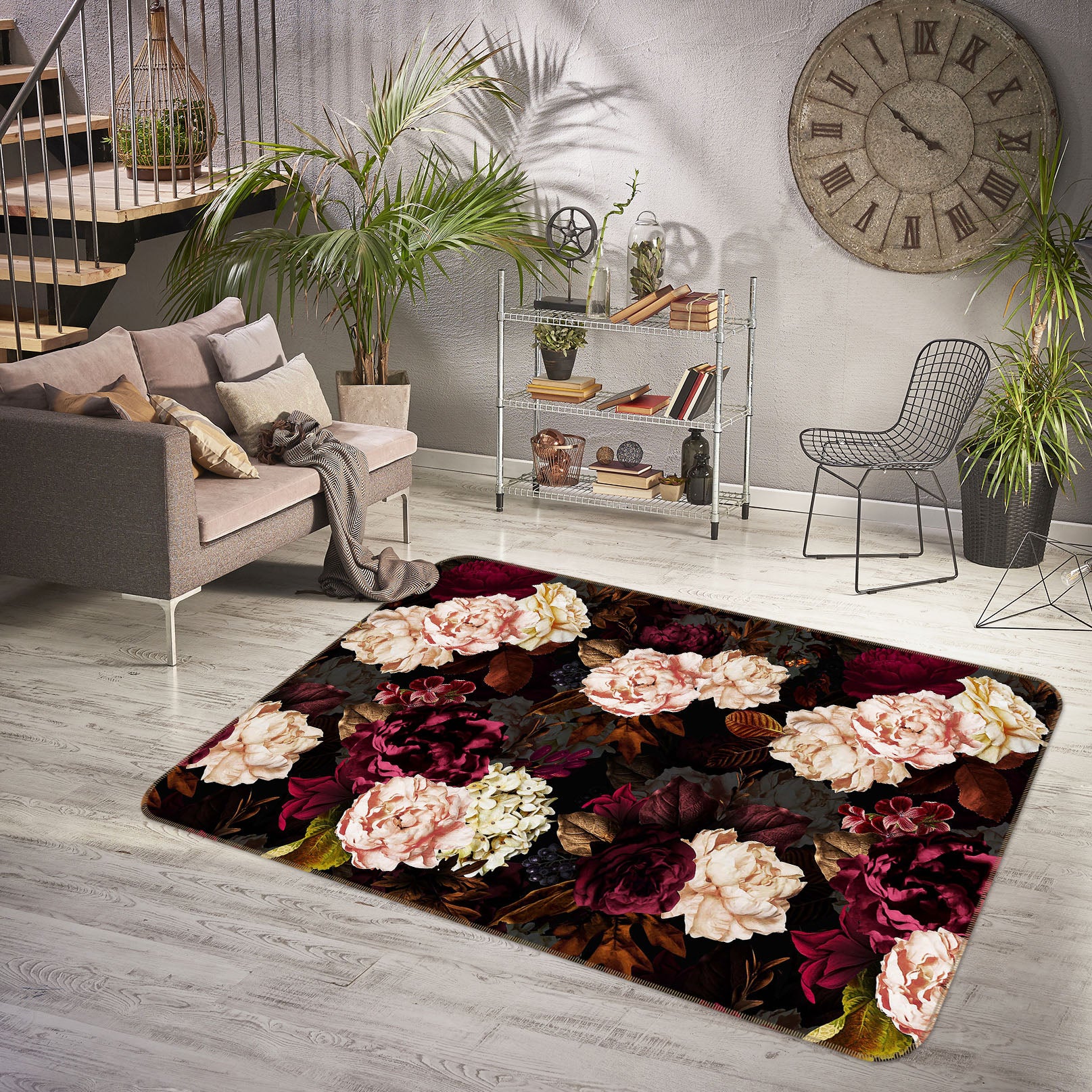 3D Bright Peony 134 Uta Naumann Rug Non Slip Rug Mat