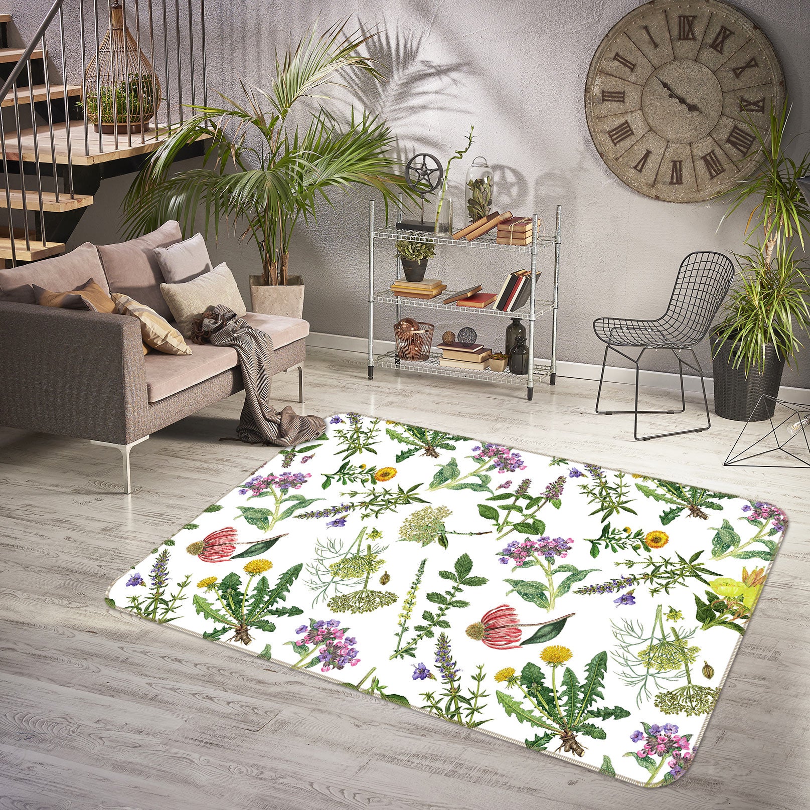 3D Chrysanthemum Gypsophila 112 Uta Naumann Rug Non Slip Rug Mat