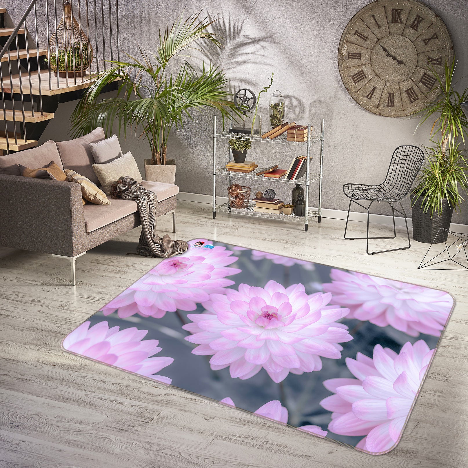 3D Pink Flower 6810 Assaf Frank Rug Non Slip Rug Mat