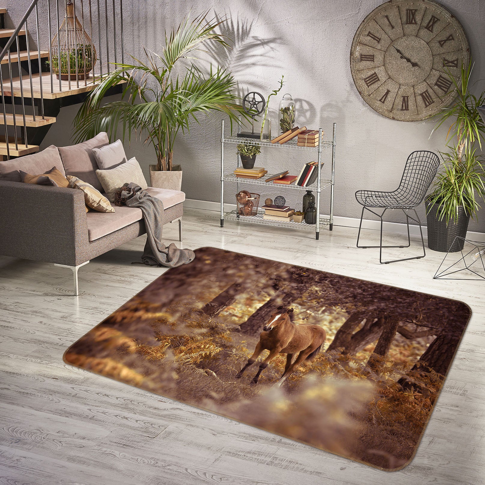 3D Forest Horse 3006 Assaf Frank Rug Non Slip Rug Mat