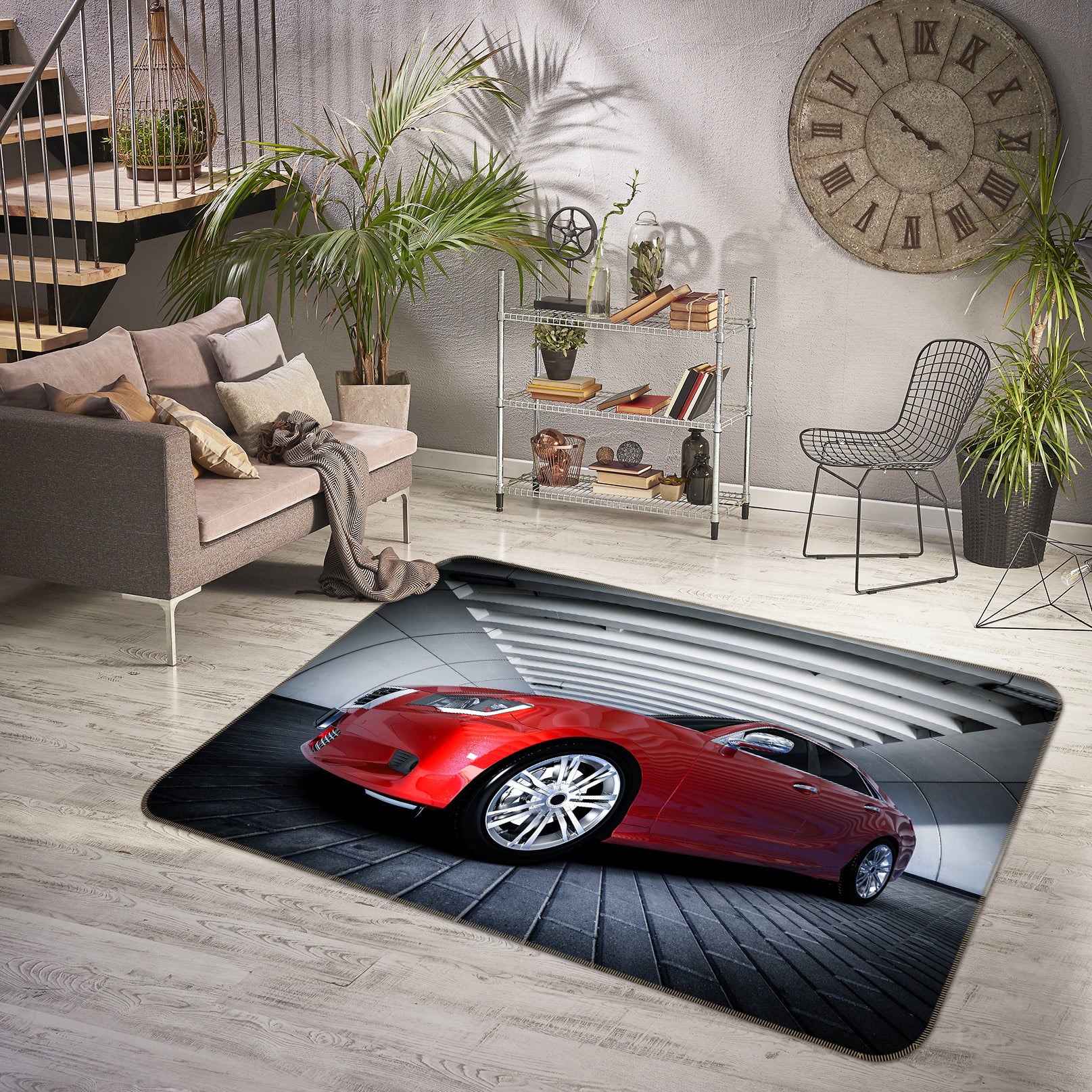 3D Red Car 67217 Vehicle Non Slip Rug Mat