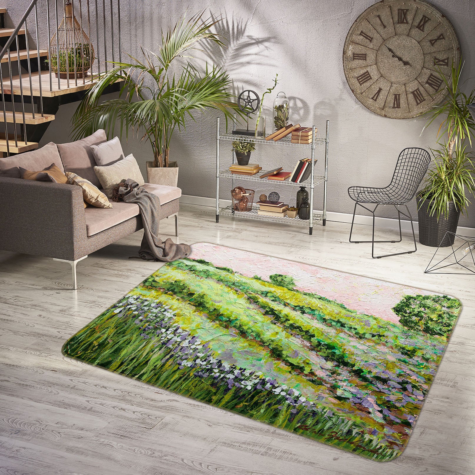 3D Wildflower Prairie 1103 Allan P. Friedlander Rug Non Slip Rug Mat