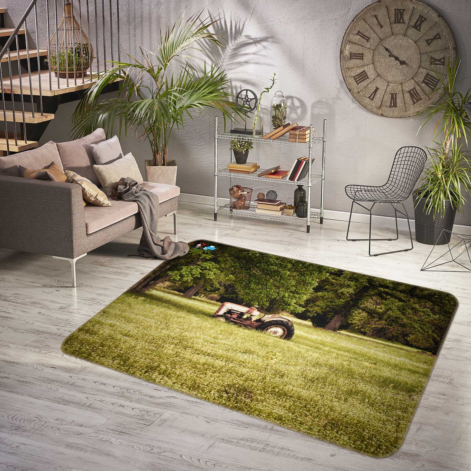 3D Lawn Car Trees 5102 Beth Sheridan Rug Non Slip Rug Mat