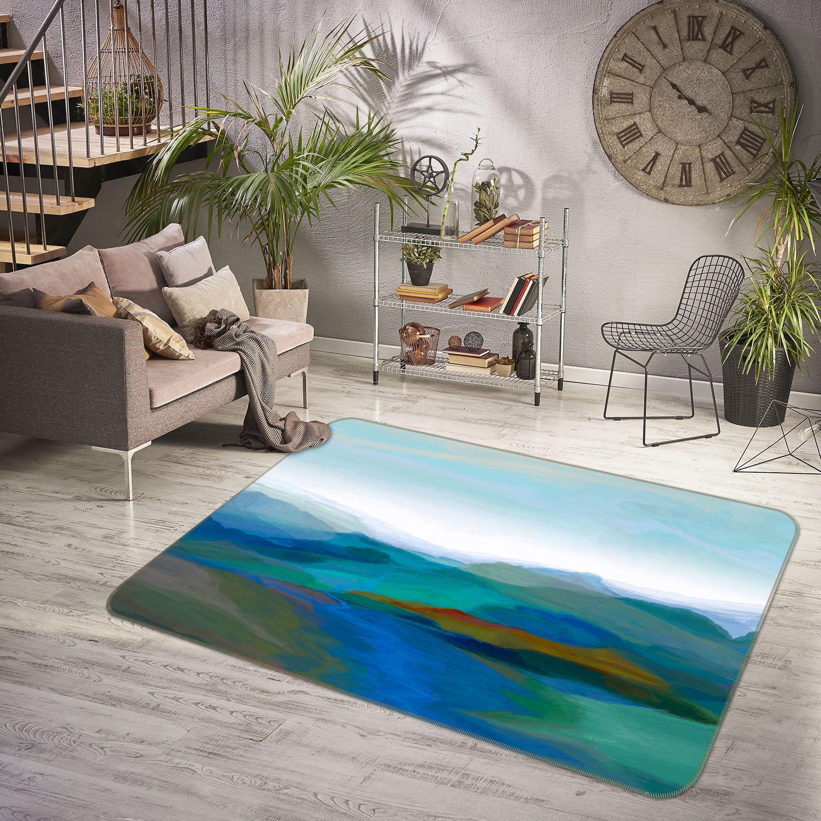 3D Mountains Ink Painting 84020 Michael Tienhaara Rug Non Slip Rug Mat