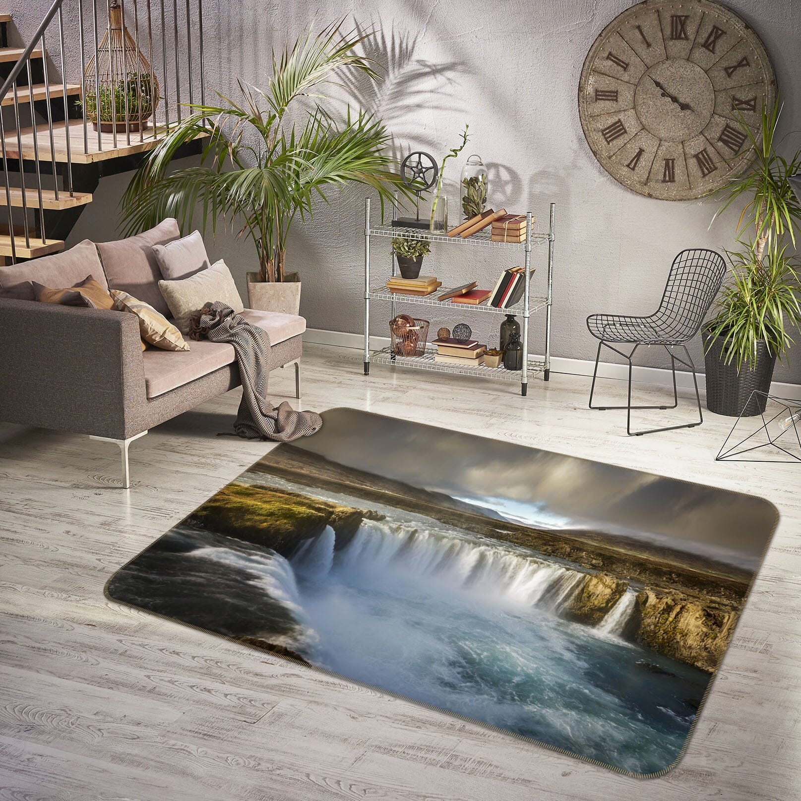 3D Stone Waterfall 1124 Marco Carmassi Rug Non Slip Rug Mat Mat AJ Creativity Home 