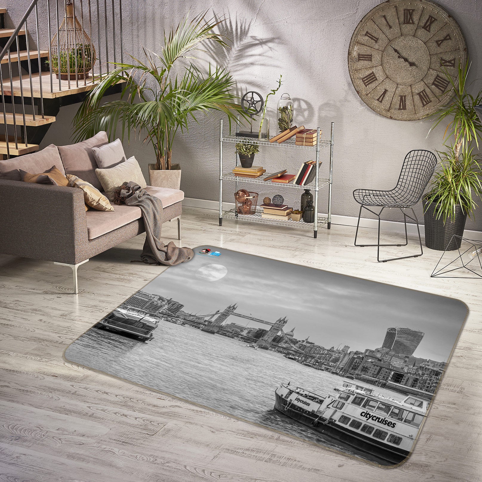 3D Bridge Building 6861 Assaf Frank Rug Non Slip Rug Mat