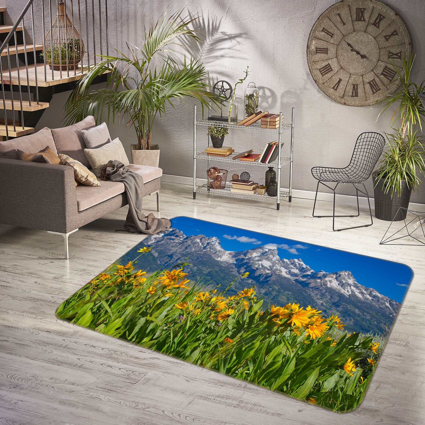 3D Mountain Wildflowers 84071 Kathy Barefield Rug Non Slip Rug Mat