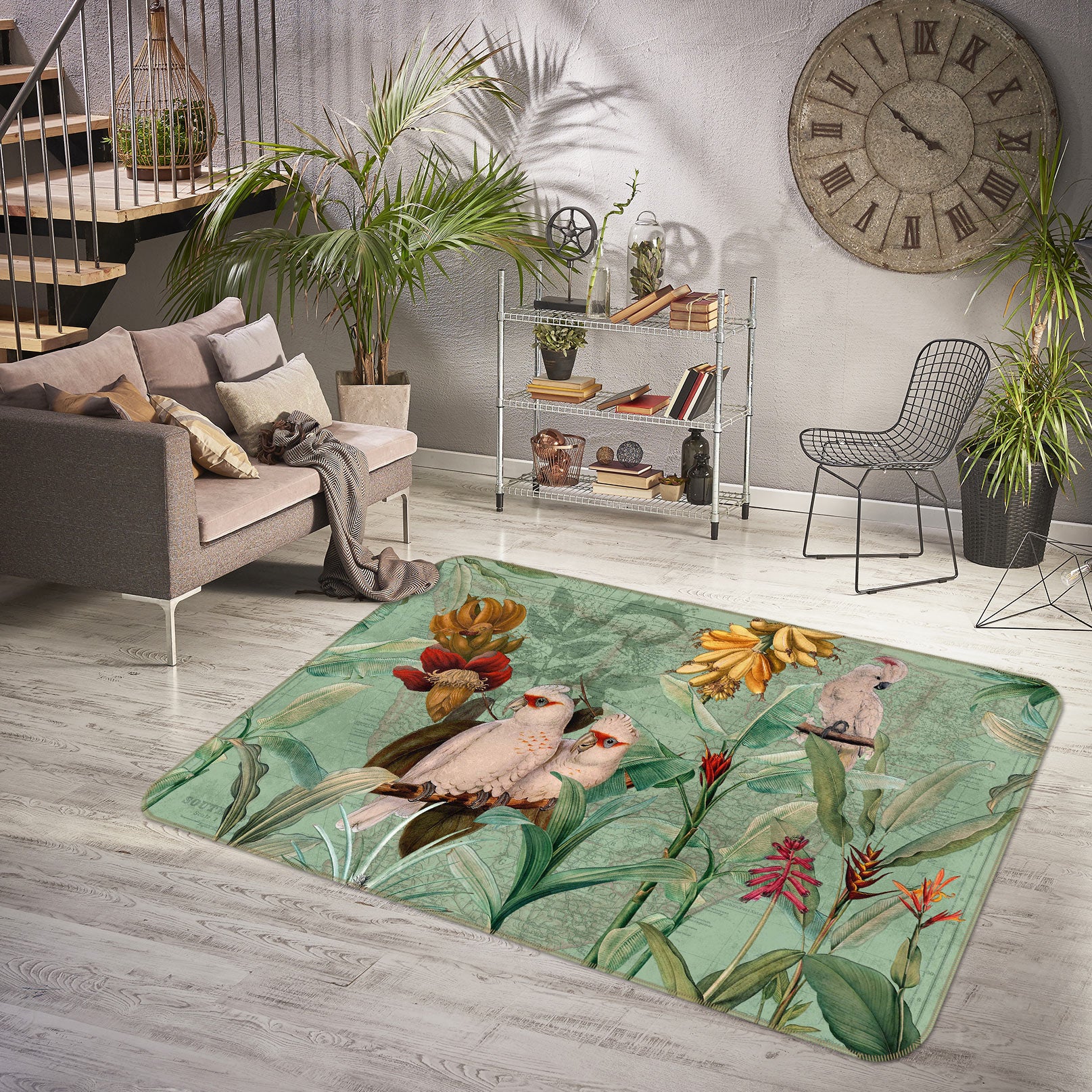 3D Parrot Banana 078 Uta Naumann Rug Non Slip Rug Mat