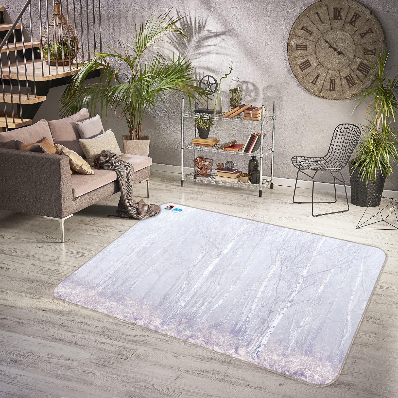 3D Foggy Forest 6881 Assaf Frank Rug Non Slip Rug Mat