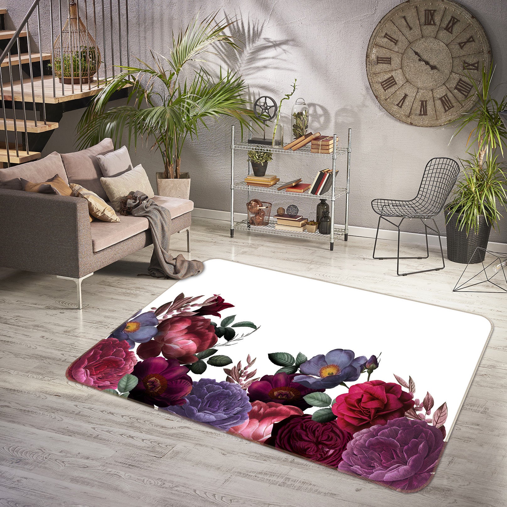 3D Rose Peony 071 Uta Naumann Rug Non Slip Rug Mat