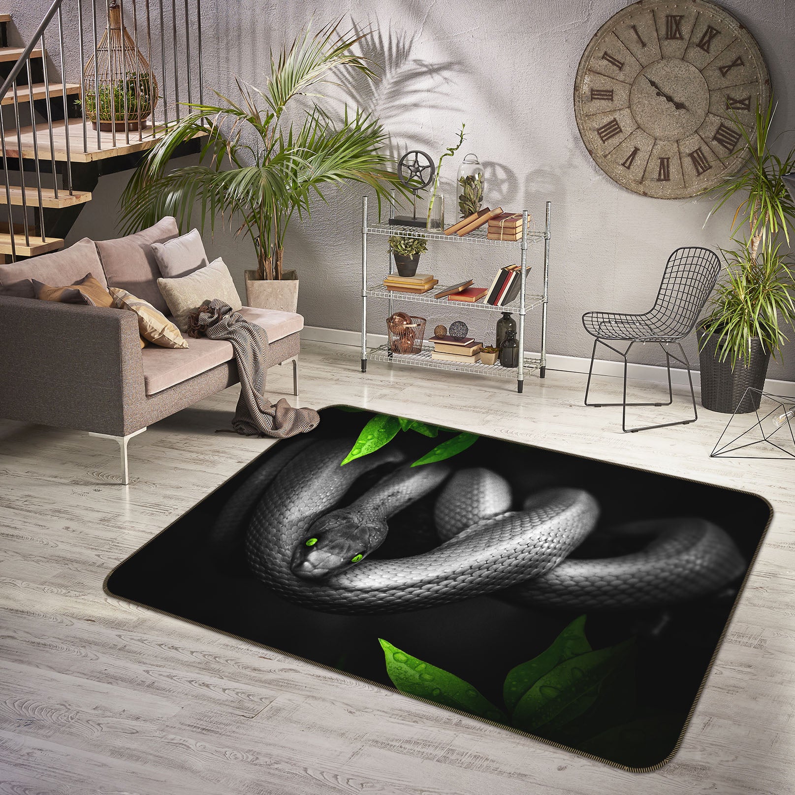 3D Black Snake 69016 Animal Non Slip Rug Mat