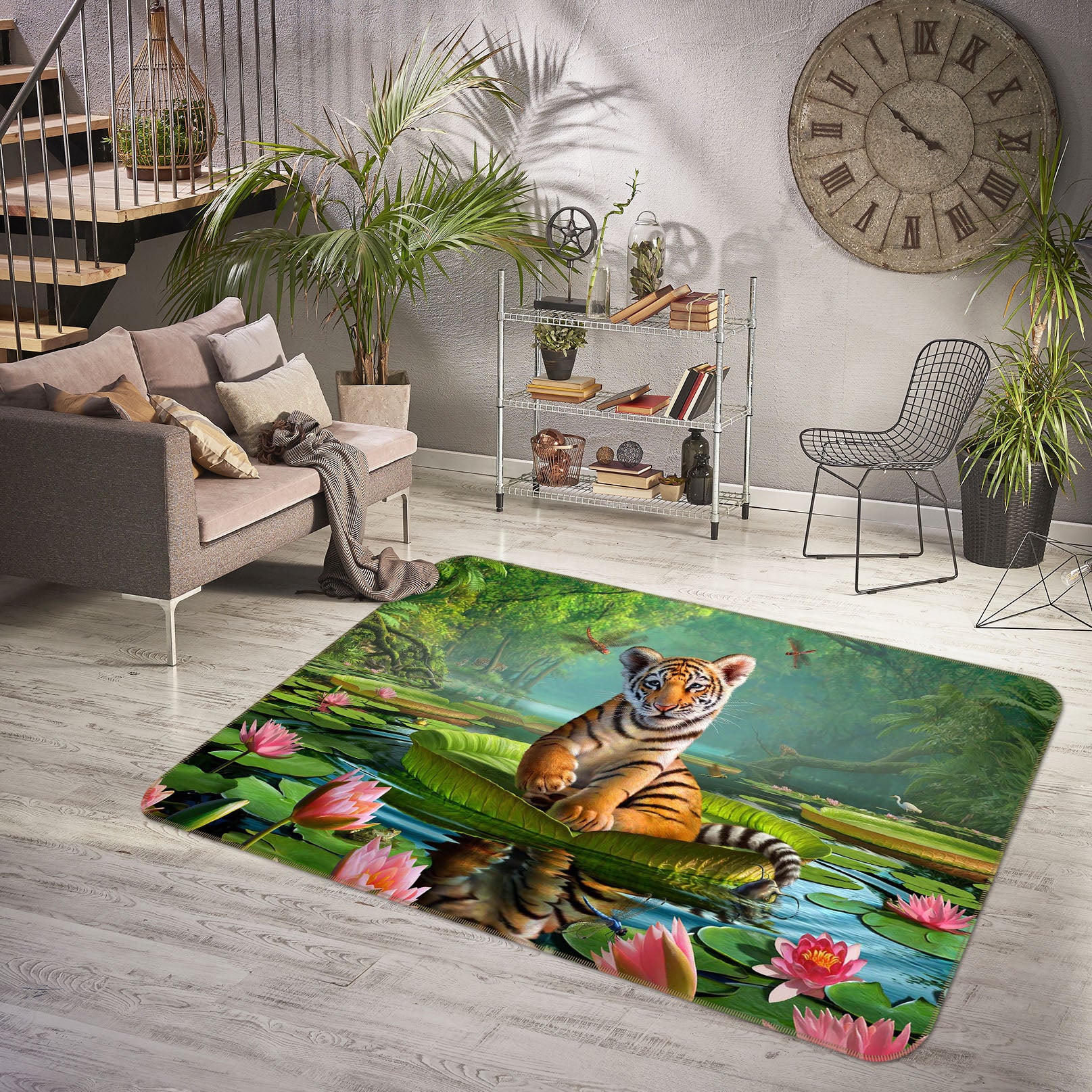 3D Tiger Lily 83085 Jerry LoFaro Rug Non Slip Rug Mat