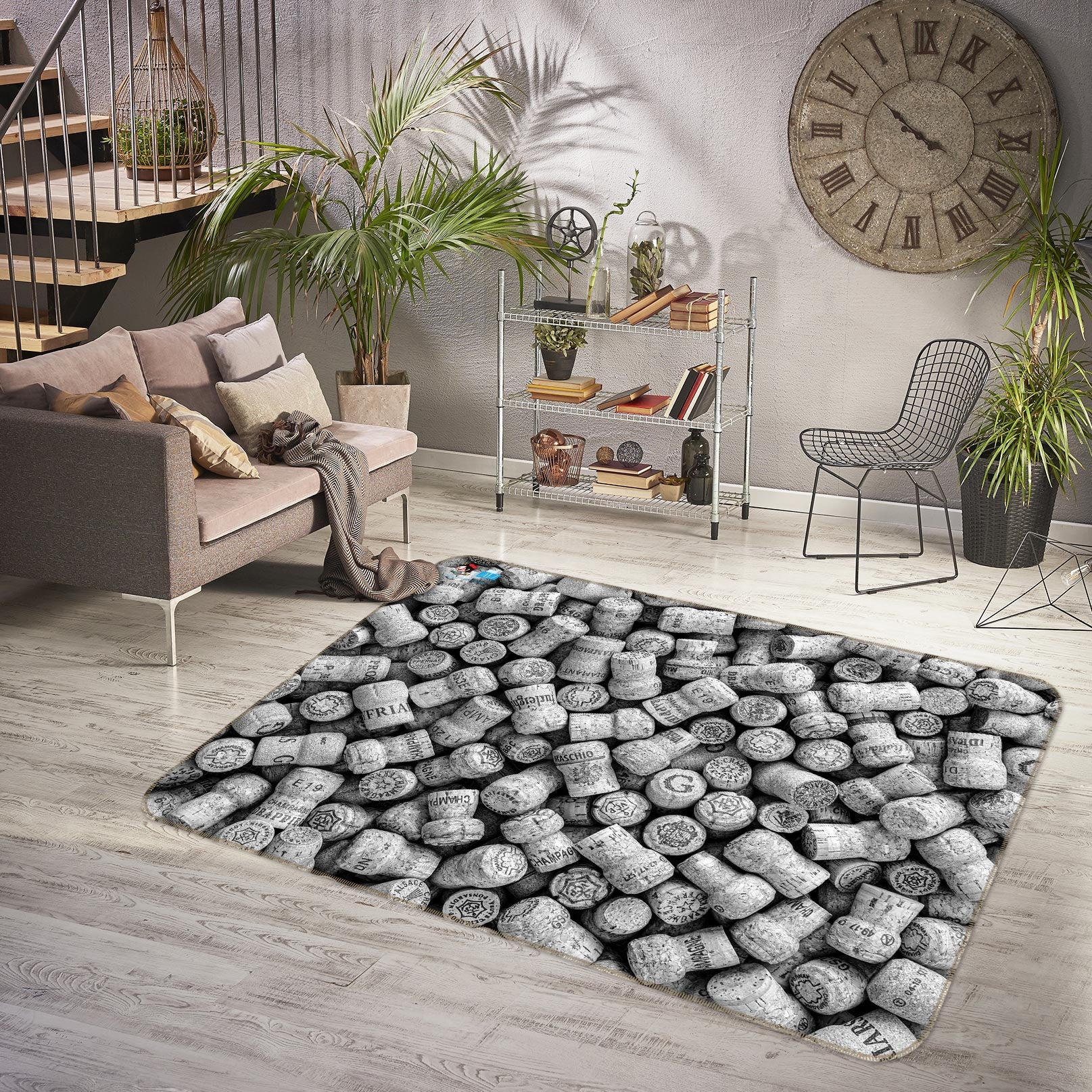 3D Gray Bottle 6880 Assaf Frank Rug Non Slip Rug Mat