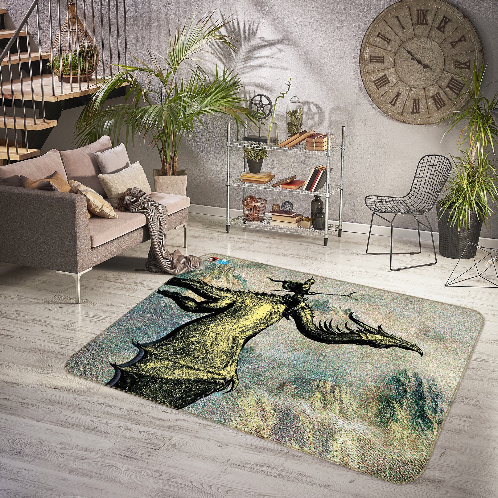 3D Dragon Knight 5148 Ciruelo Rug Non Slip Rug Mat