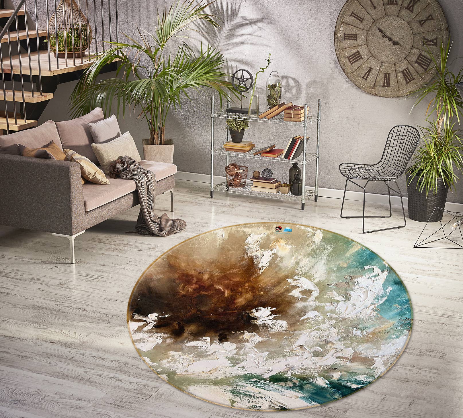 3D Blooming Flower 787 Skromova Marina Rug Round Non Slip Rug Mat