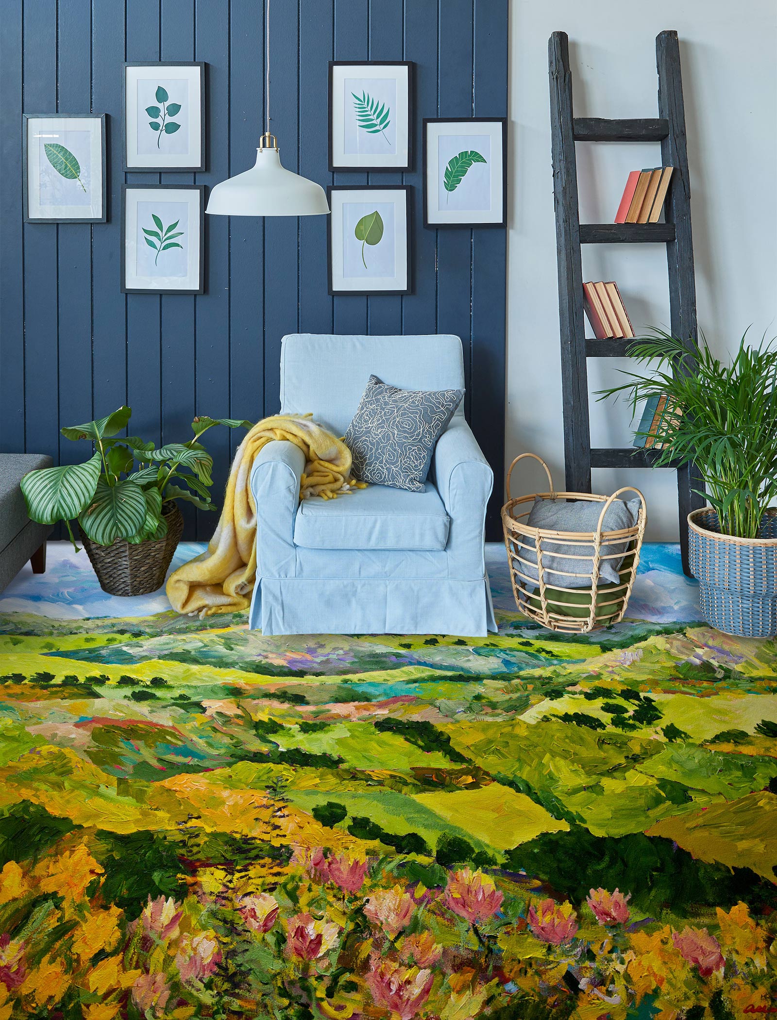 3D Lawn Hillside Flowers 9622 Allan P. Friedlander Floor Mural