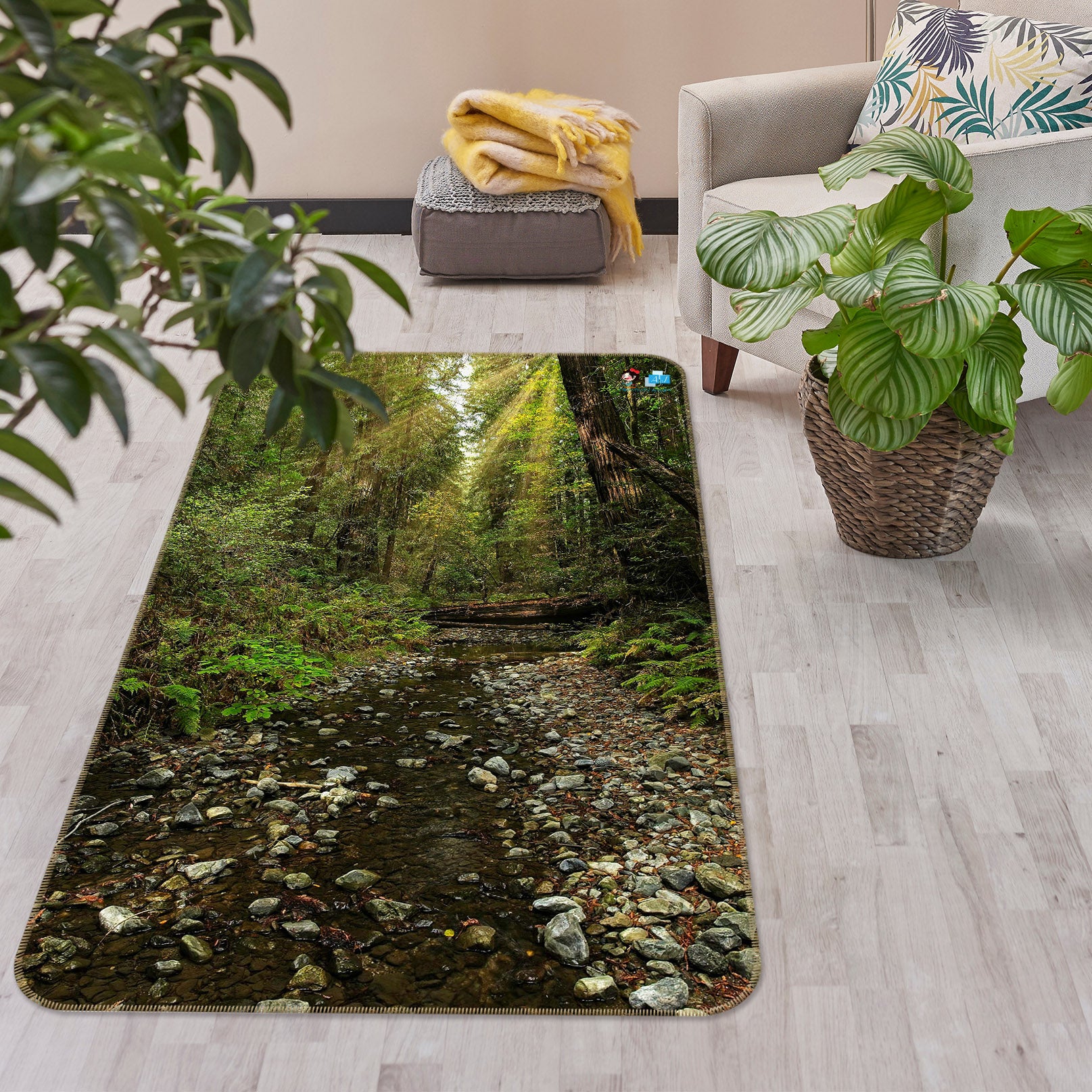 3D Forest Stream 62065 Kathy Barefield Rug Non Slip Rug Mat