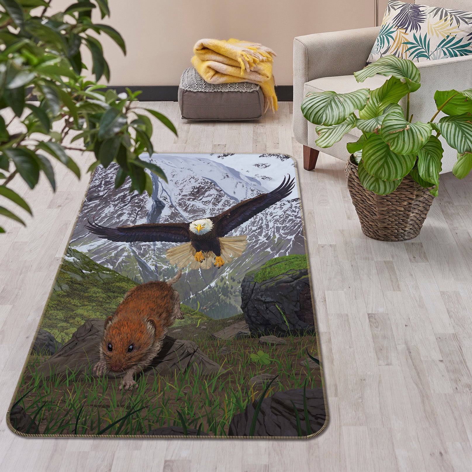 3D Mountains Eagle Mouse 84194 Vincent Hie Rug Non Slip Rug Mat