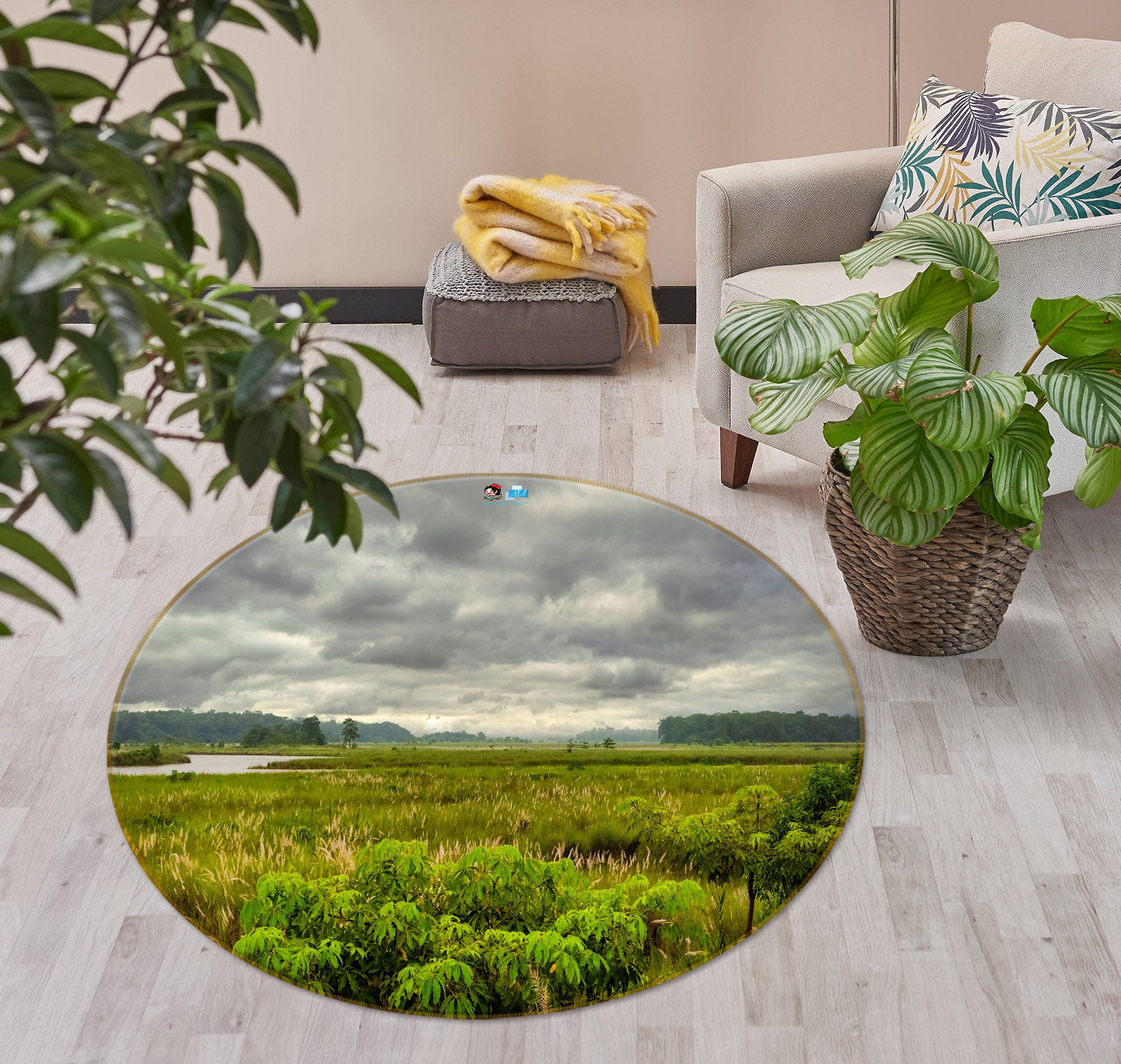 3D Green Grass 5036 Beth Sheridan Rug Round Non Slip Rug Mat