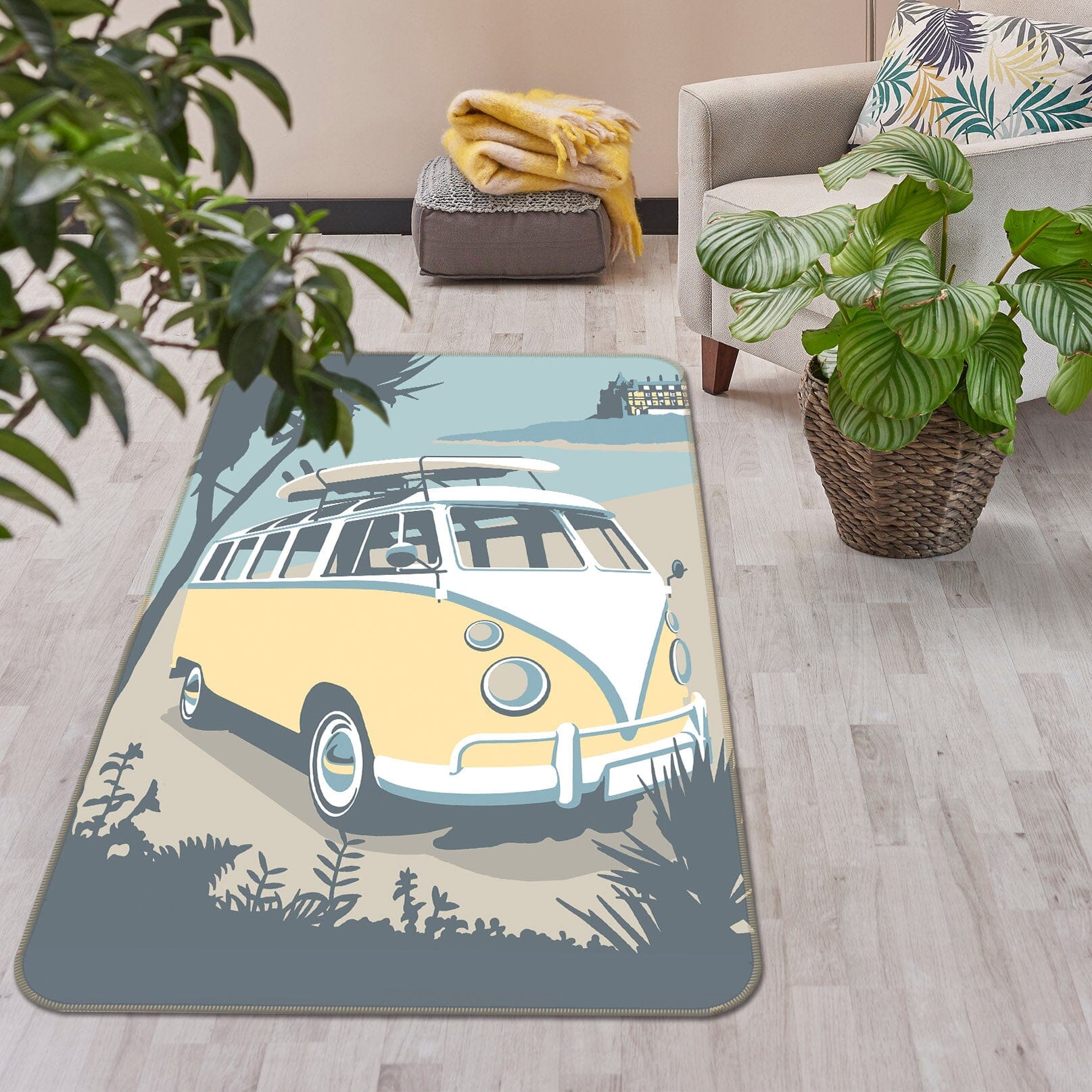 3D Newquay Camper 1127 Steve Read Rug Non Slip Rug Mat Mat AJ Creativity Home 