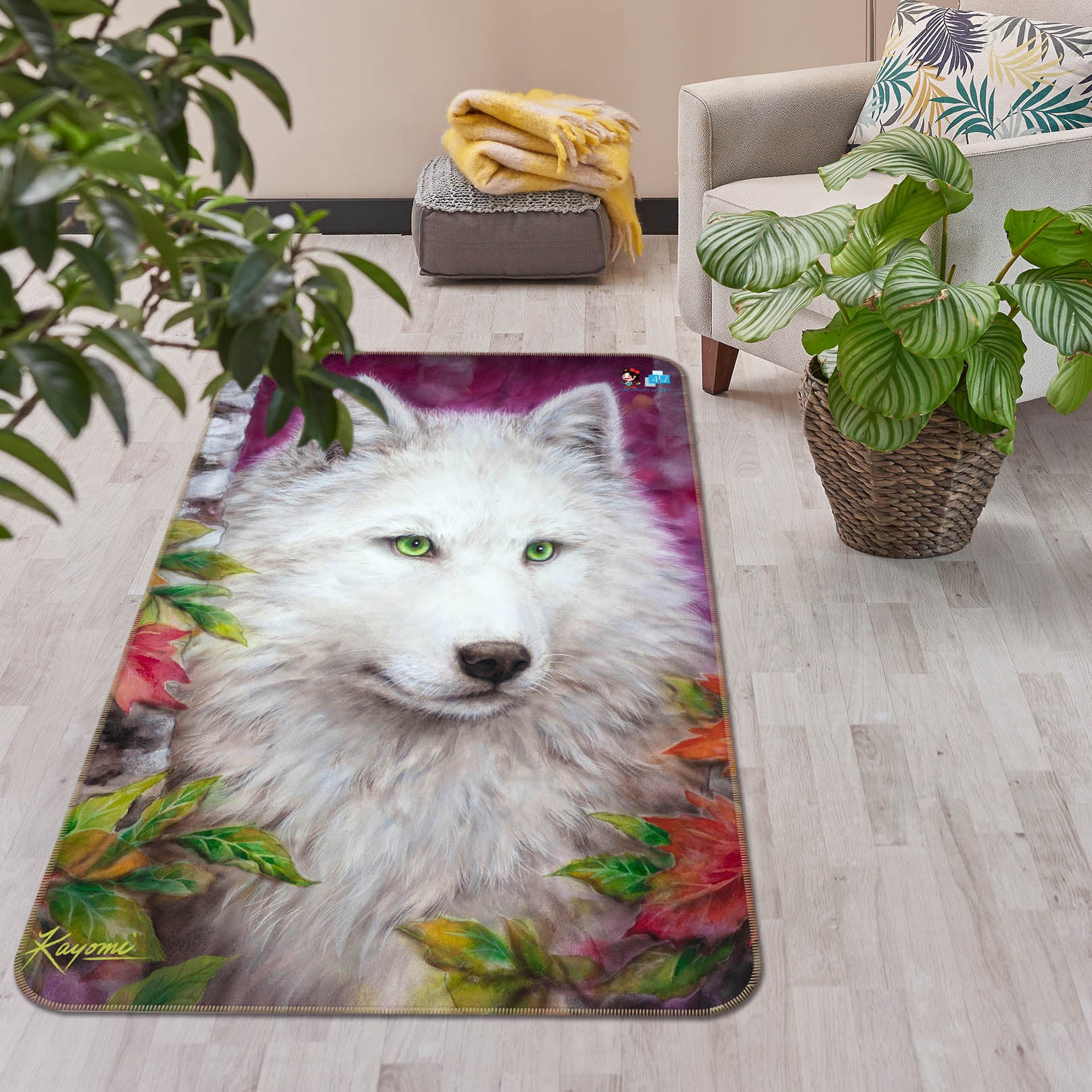 3D White Wolf 5671 Kayomi Harai Rug Non Slip Rug Mat