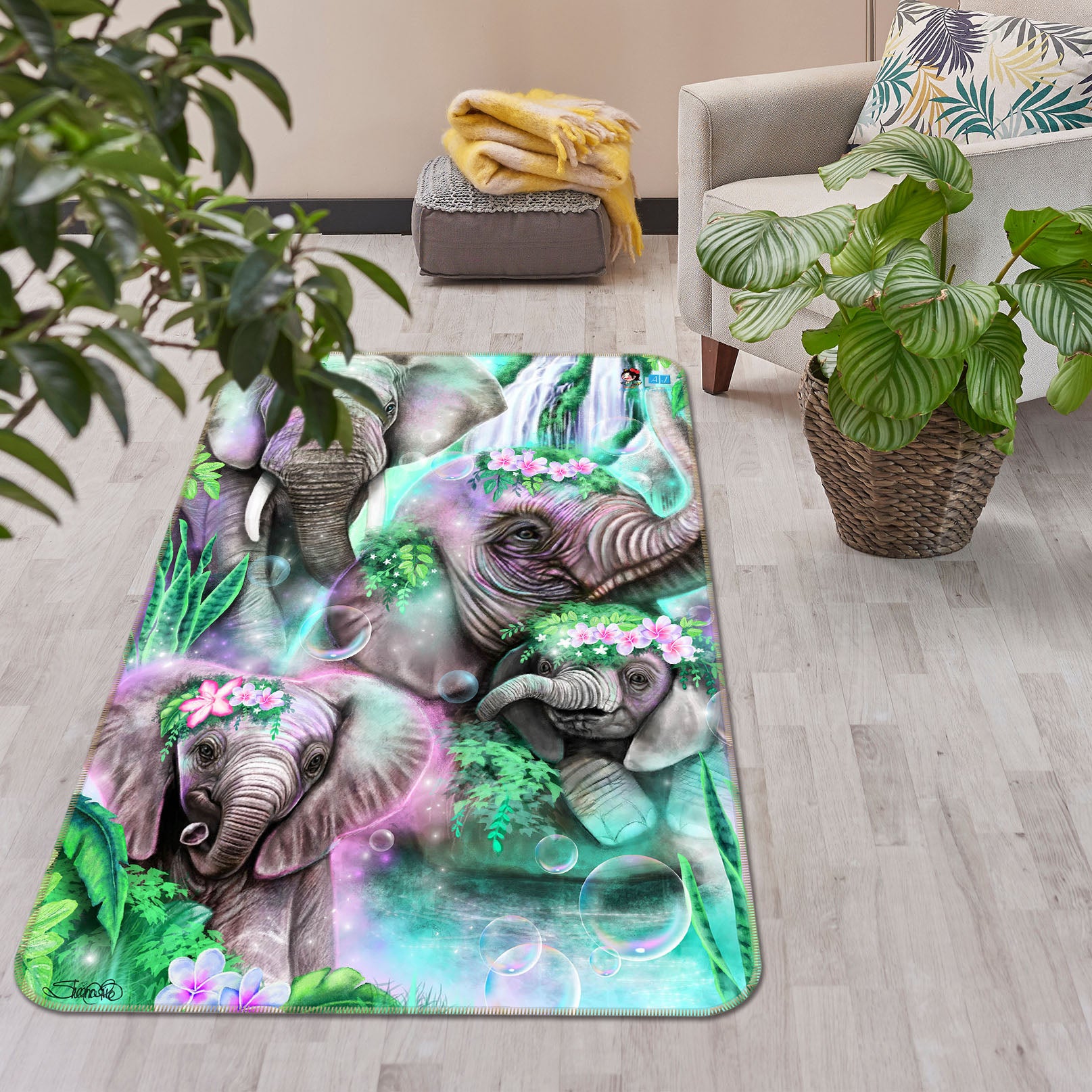 3D Animal Elephant 8533 Sheena Pike Rug Non Slip Rug Mat