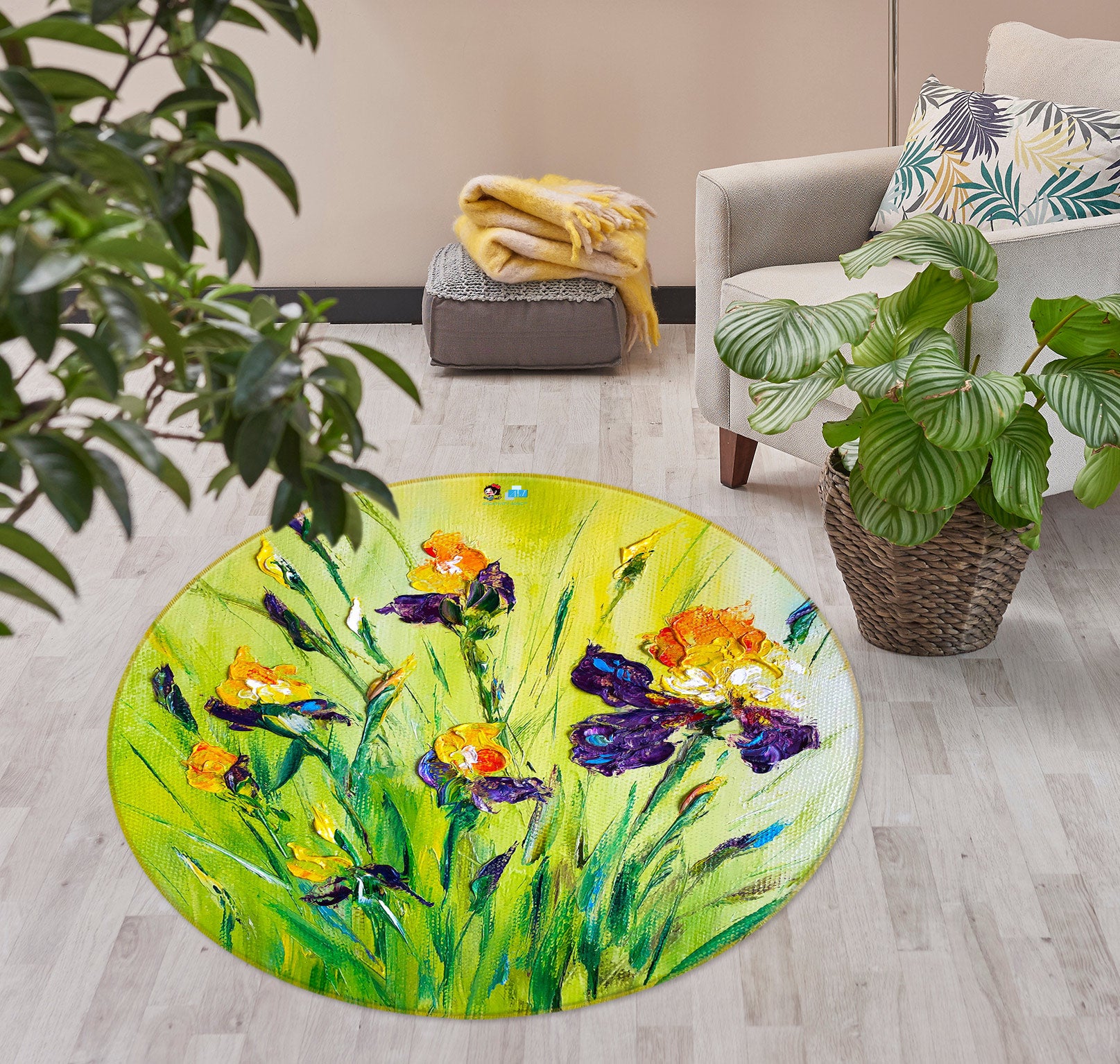 3D Flower Bud 752 Skromova Marina Rug Round Non Slip Rug Mat