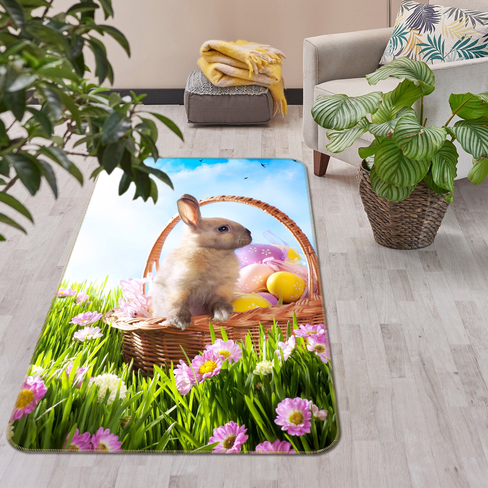 3D Rabbit Flower 69037 Animal Non Slip Rug Mat