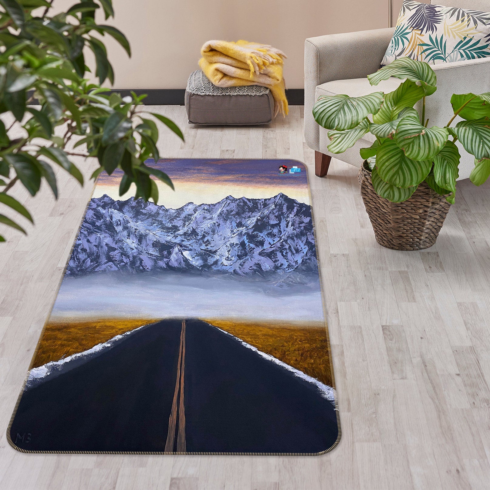 3D Snow Mountain Highway 9719 Marina Zotova Rug Non Slip Rug Mat