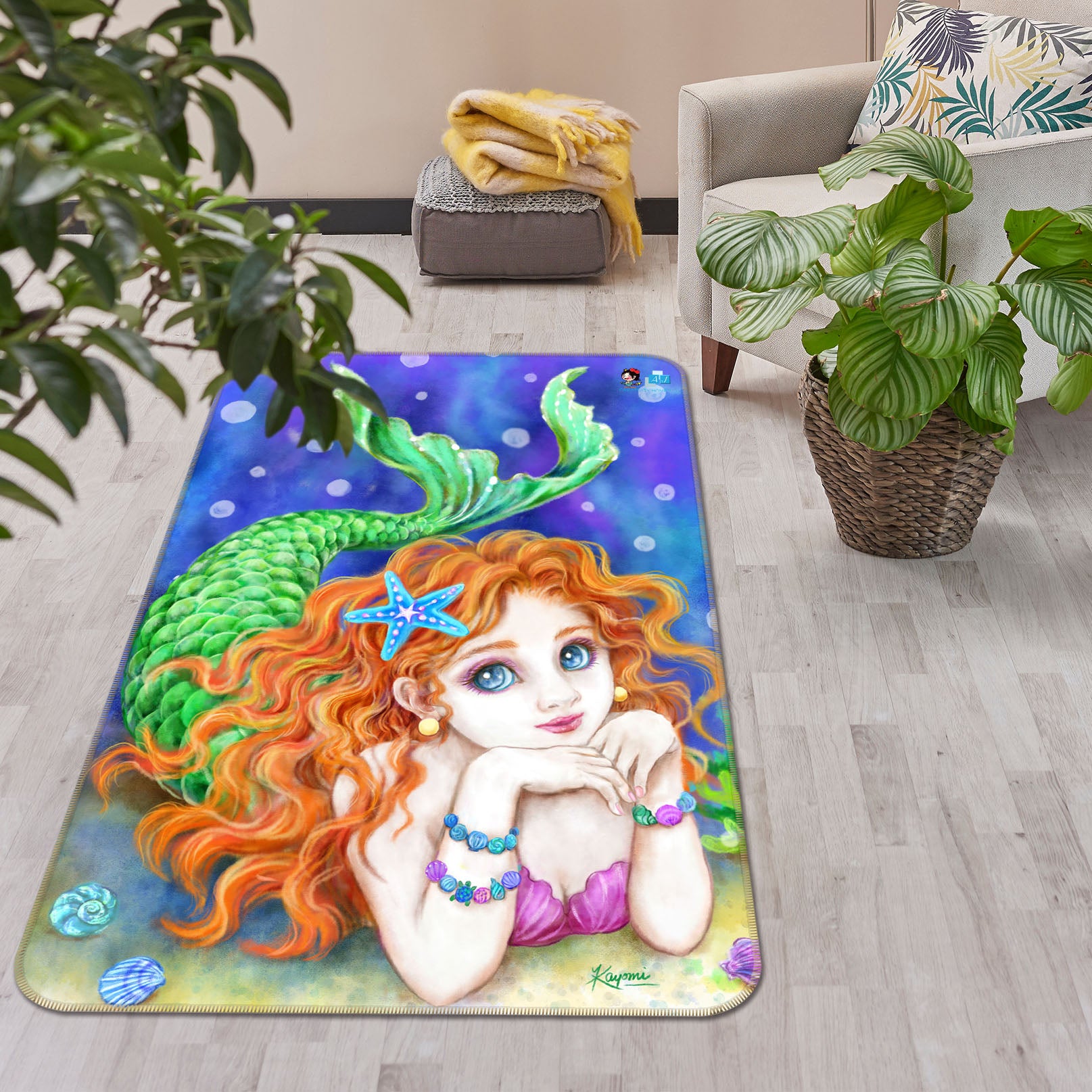 3D Mermaid Girl 5761 Kayomi Harai Rug Non Slip Rug Mat