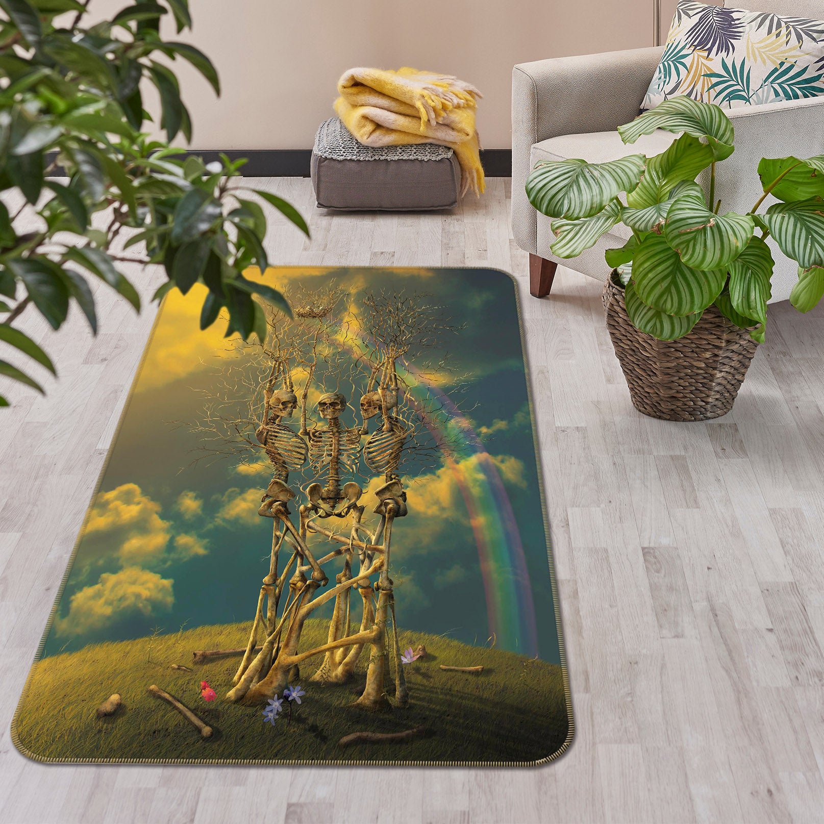 3D Skeleton Rainbow 84235 Vincent Hie Rug Non Slip Rug Mat