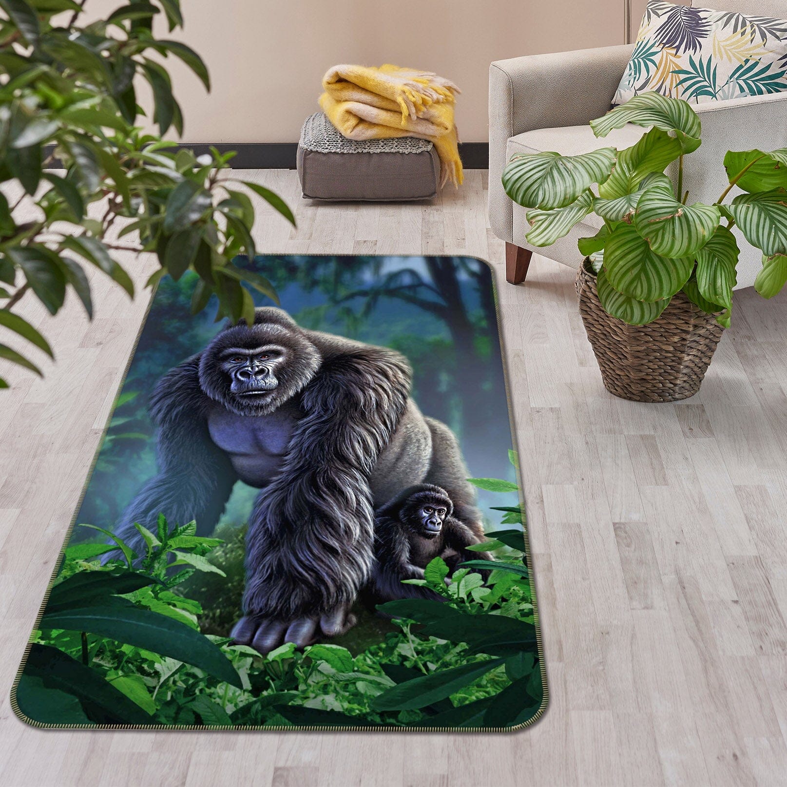 3D Chimpanzee 1072 Jerry LoFaro Rug Non Slip Rug Mat Mat AJ Creativity Home 