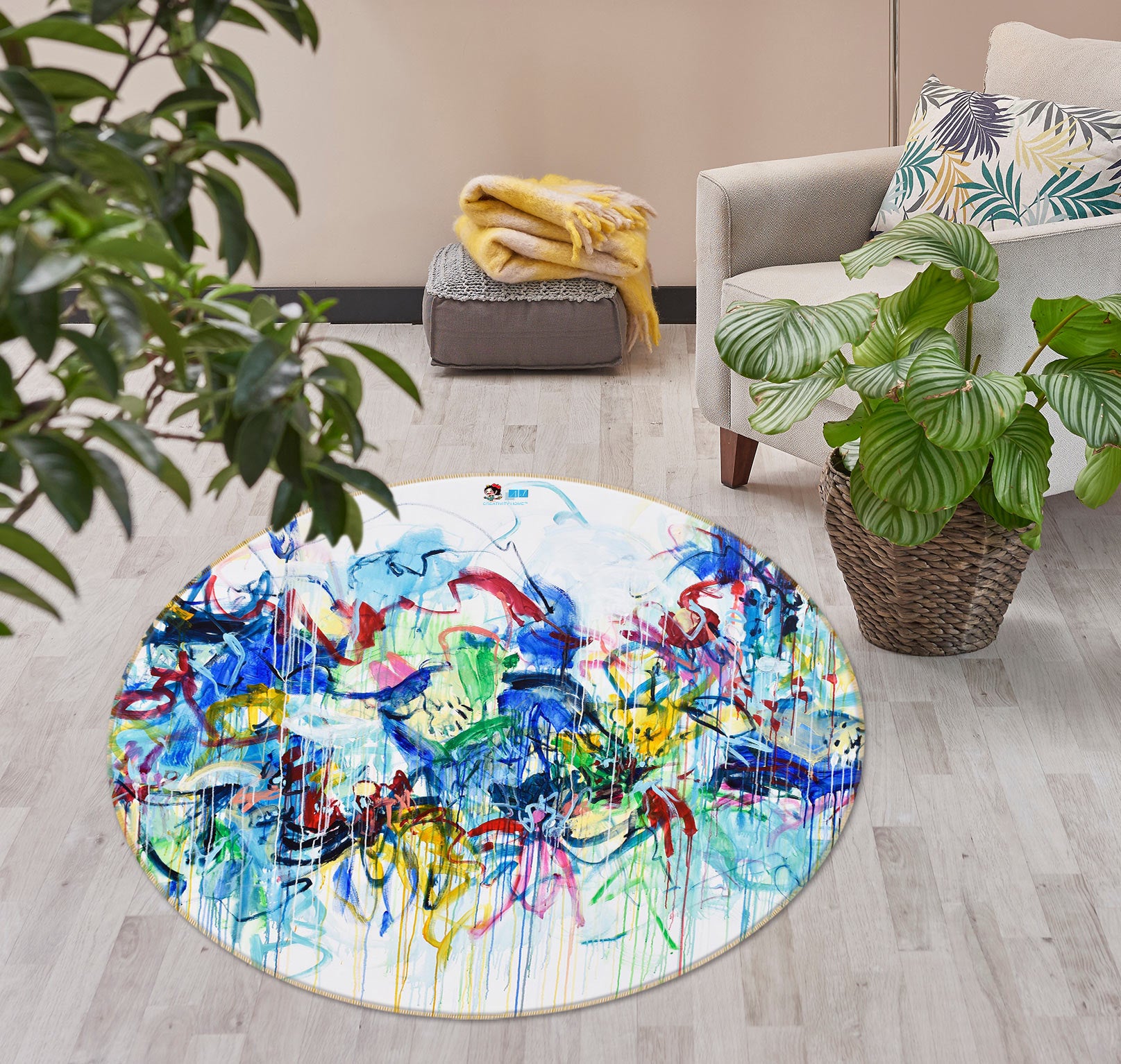 3D Colorful Graffiti 1397 Misako Chida Rug Round Non Slip Rug Mat