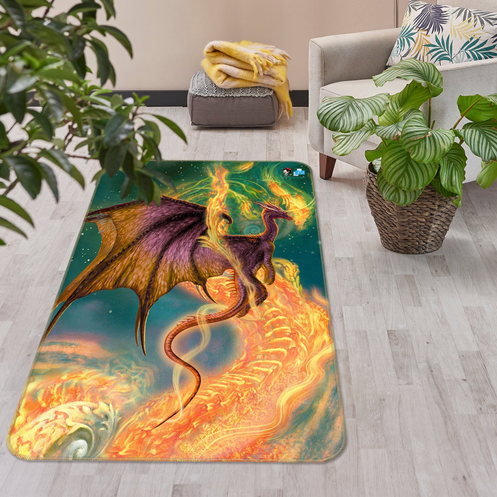 3D Starry Sky Dragon 6052 Ciruelo Rug Non Slip Rug Mat