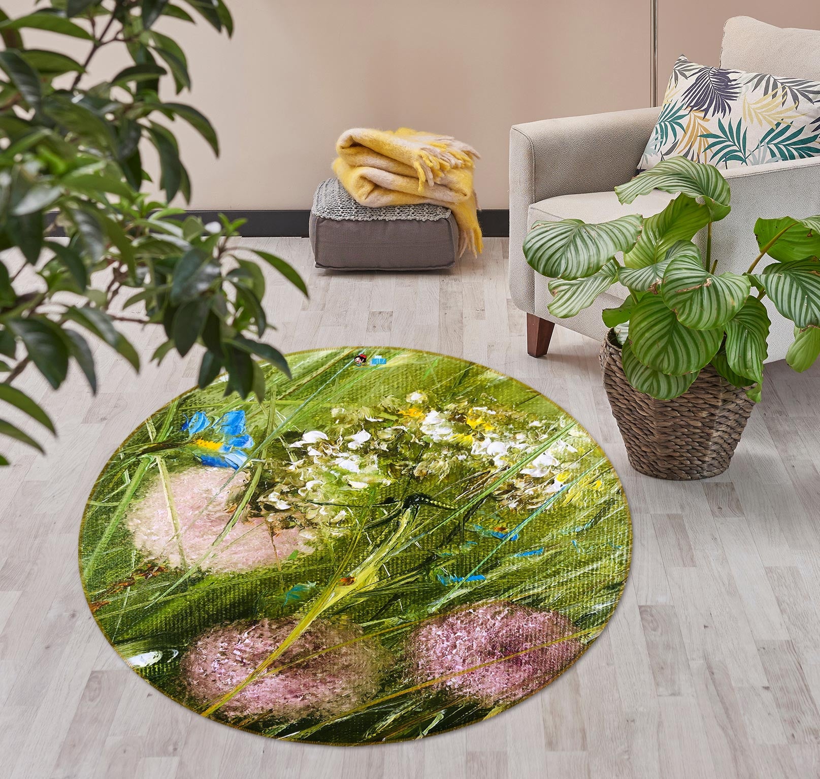 3D Green Grass 803 Skromova Marina Rug Round Non Slip Rug Mat