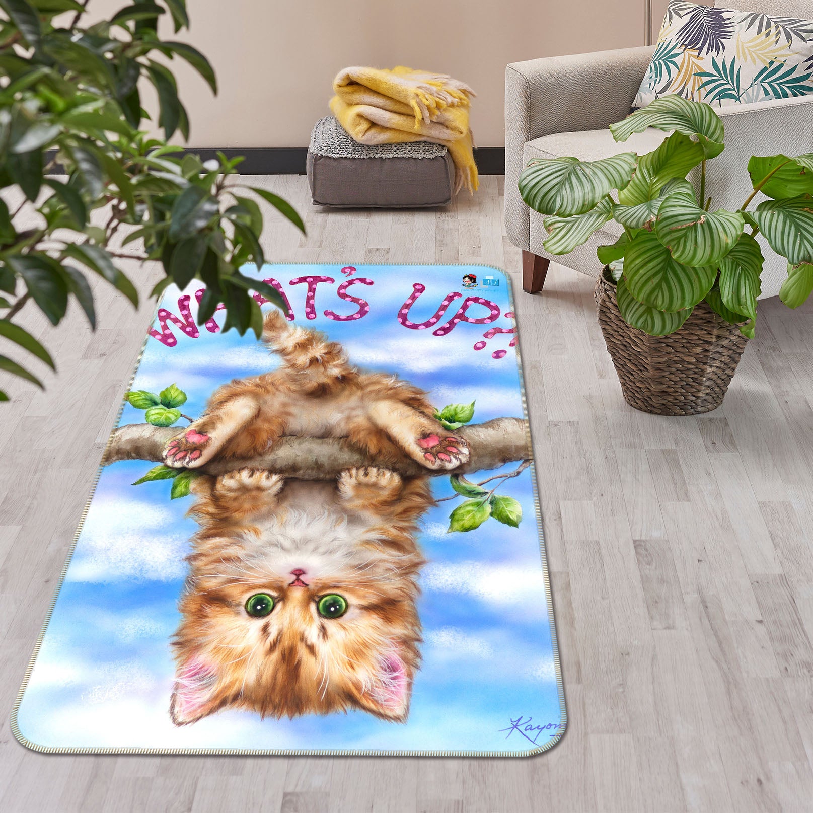 3D Cat Branch 5701 Kayomi Harai Rug Non Slip Rug Mat