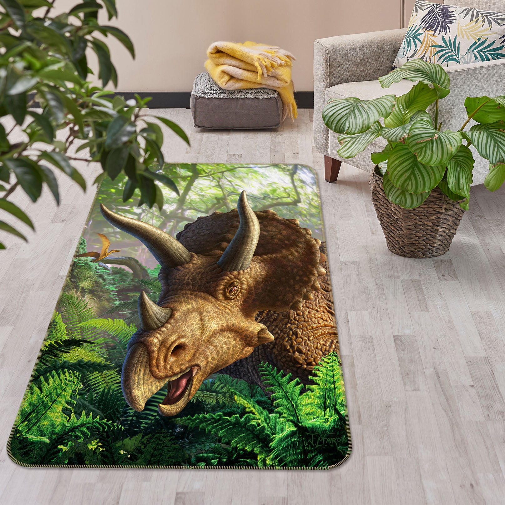 3D Rhinoceros 83109 Jerry LoFaro Rug Non Slip Rug Mat