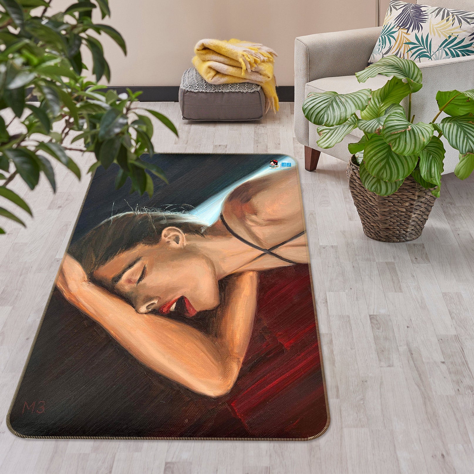 3D Woman Oil Painting 9717 Marina Zotova Rug Non Slip Rug Mat