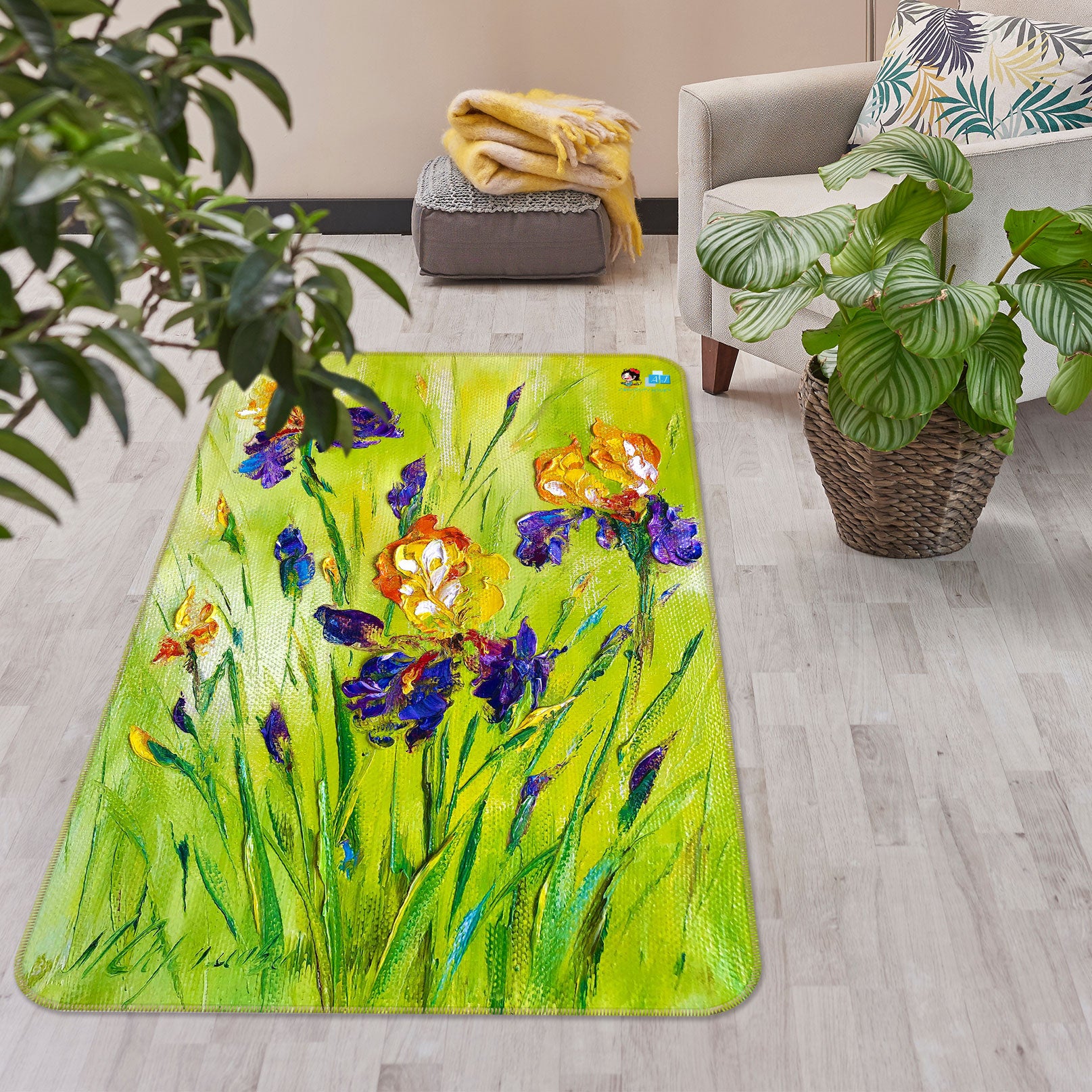 3D Paint Flower 1163 Skromova Marina Rug Non Slip Rug Mat