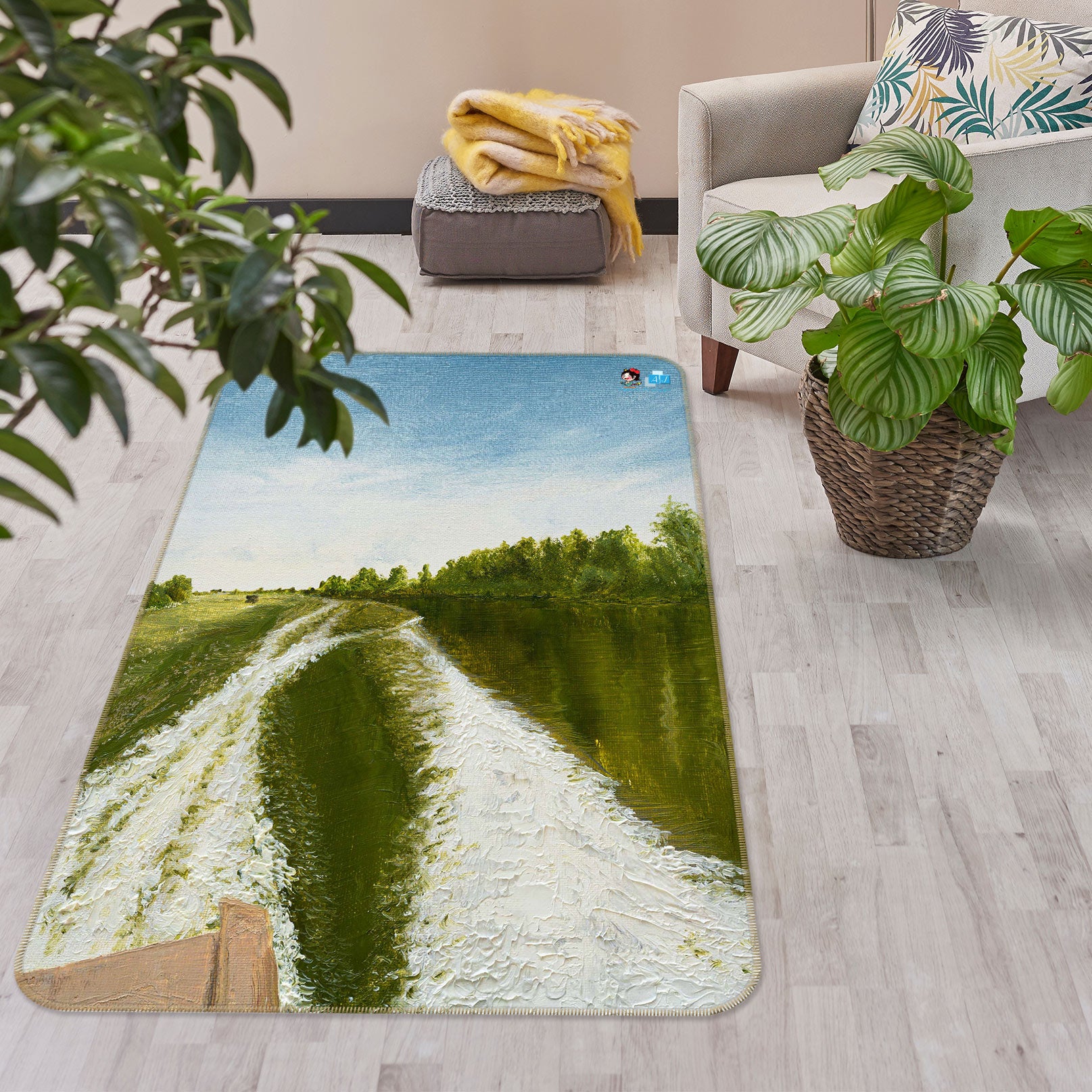 3D River Woods 1894 Marina Zotova Rug Non Slip Rug Mat