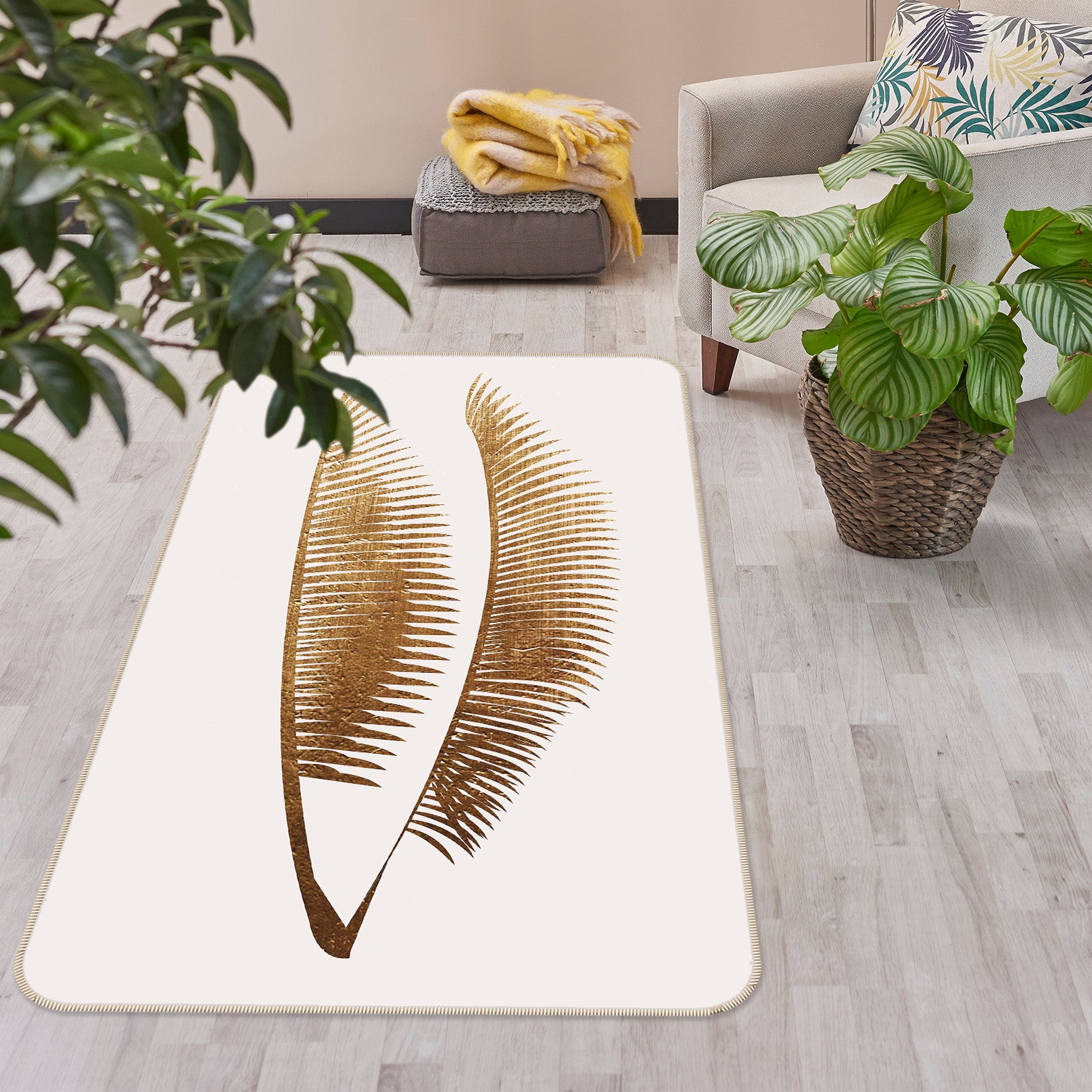 3D Leaf Tooth 1045 Boris Draschoff Rug Non Slip Rug Mat