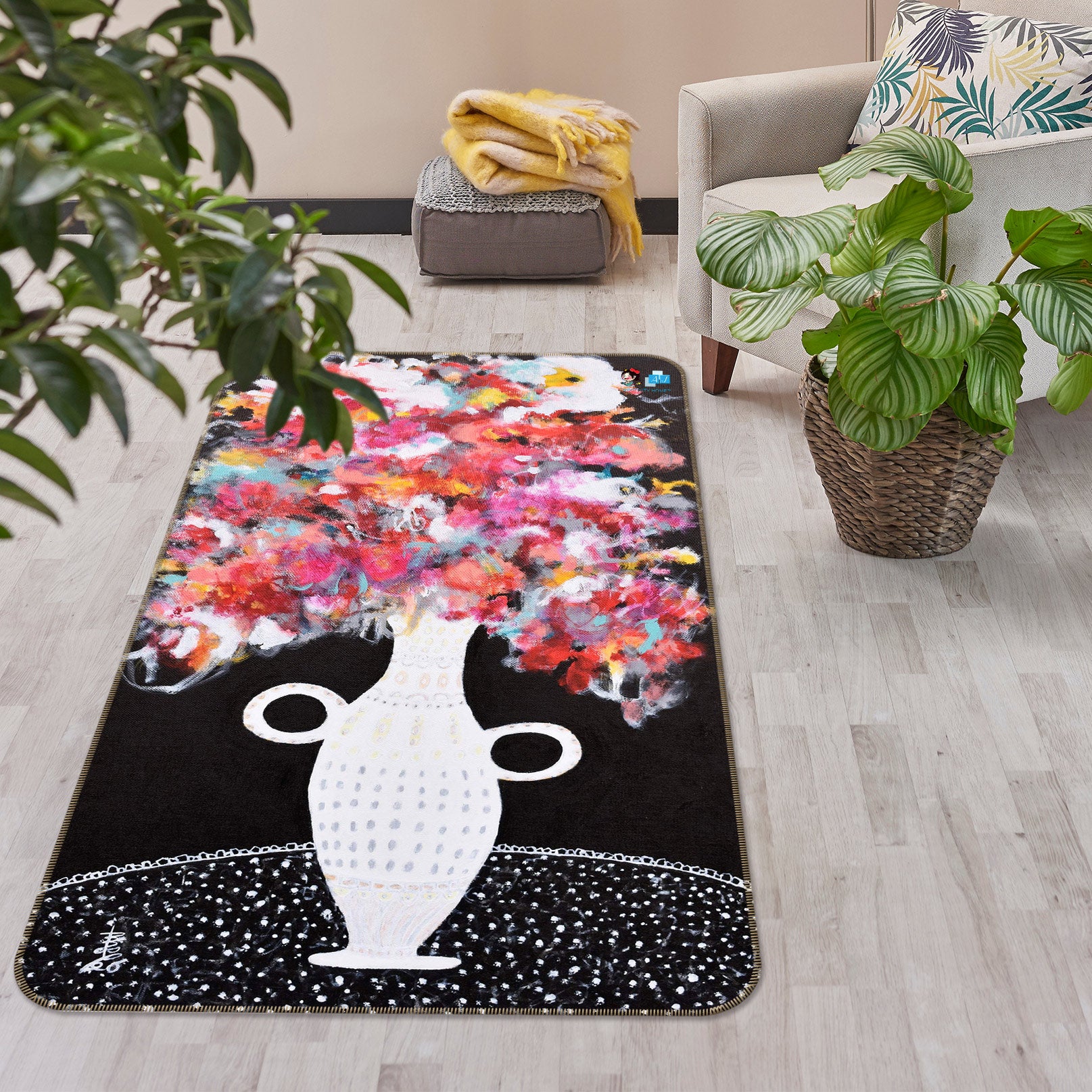 3D Vase Flowers 123178 Misako Chida Rug Non Slip Rug Mat